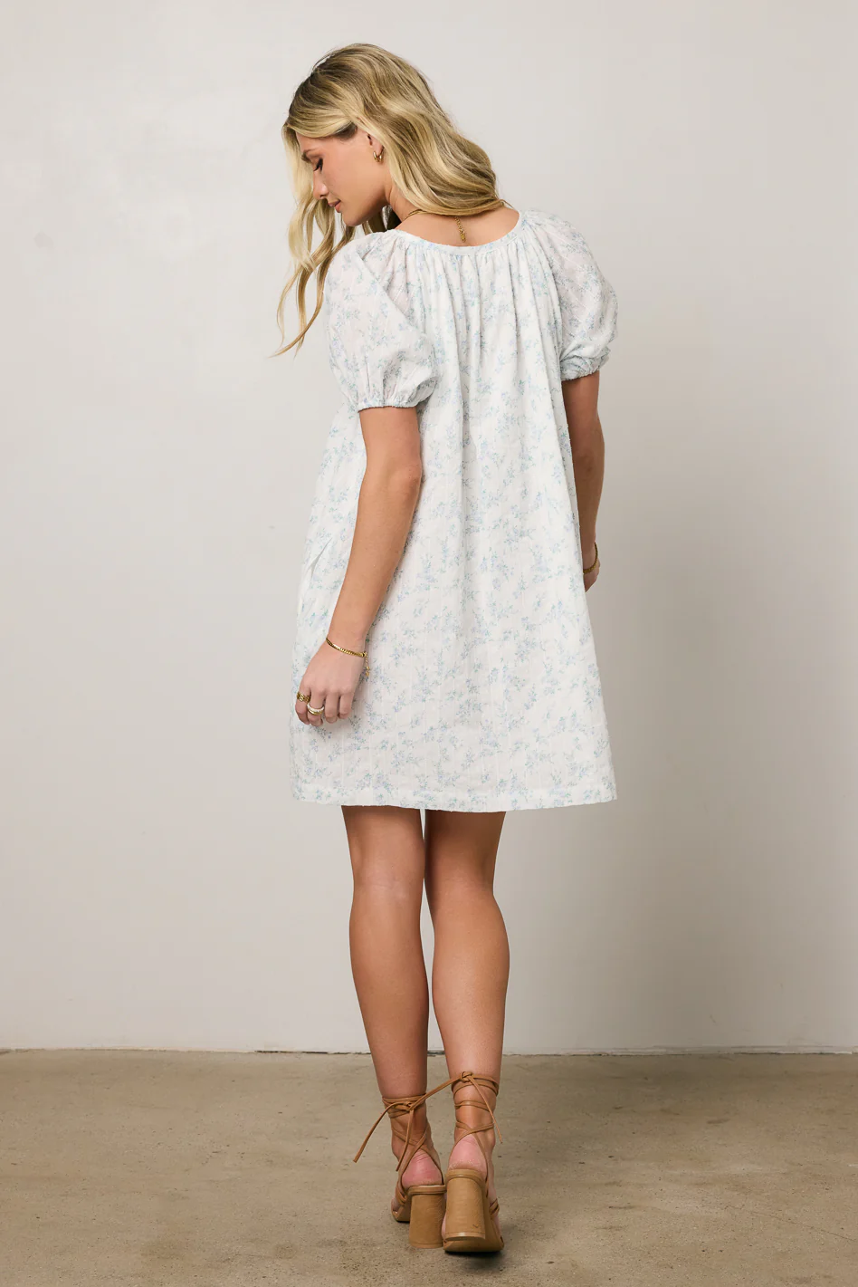 Pattie Floral Babydoll Dress in Blue - FINAL SALE - Image 6