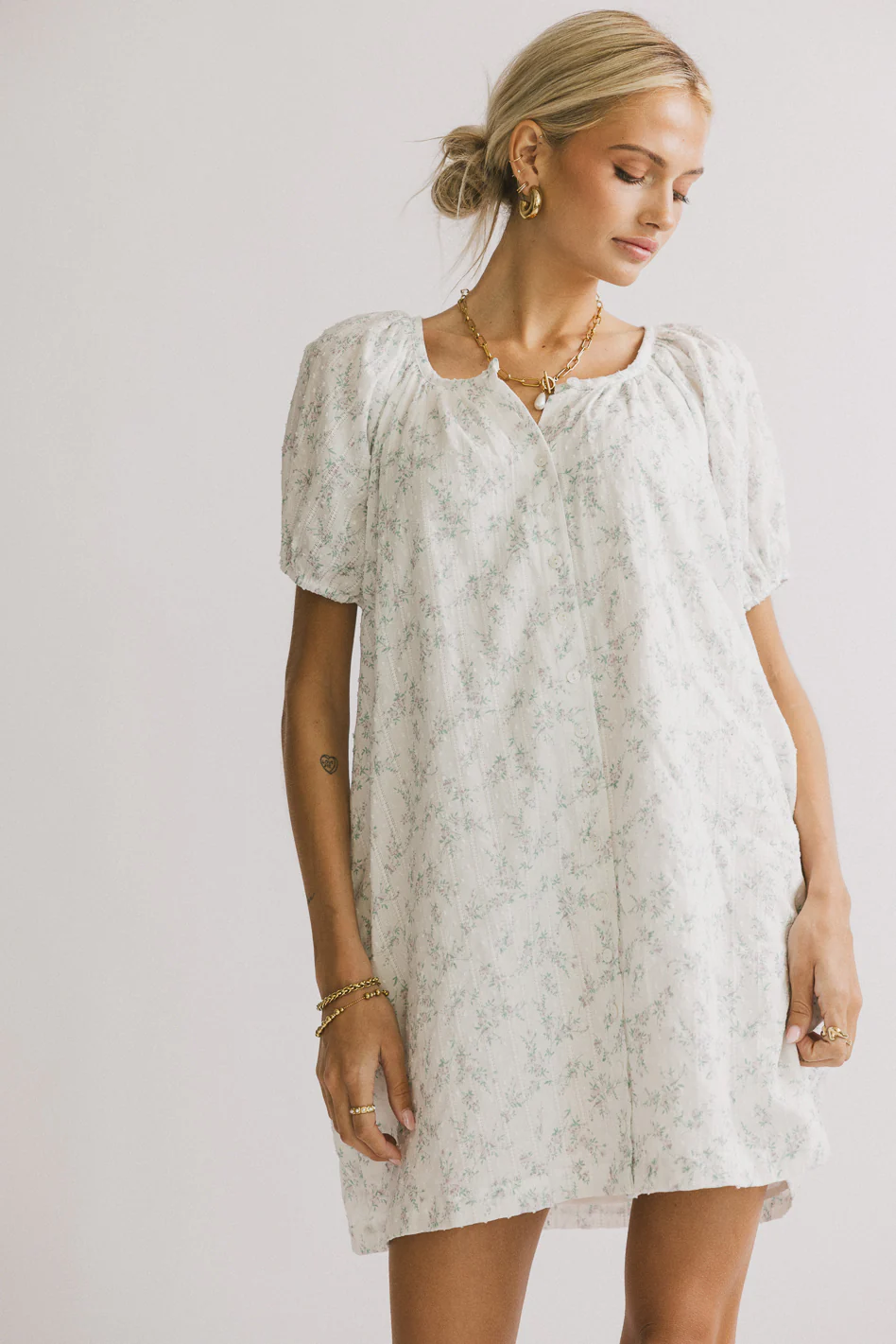 Pattie Floral Babydoll Dress in Blue - FINAL SALE - Image 7