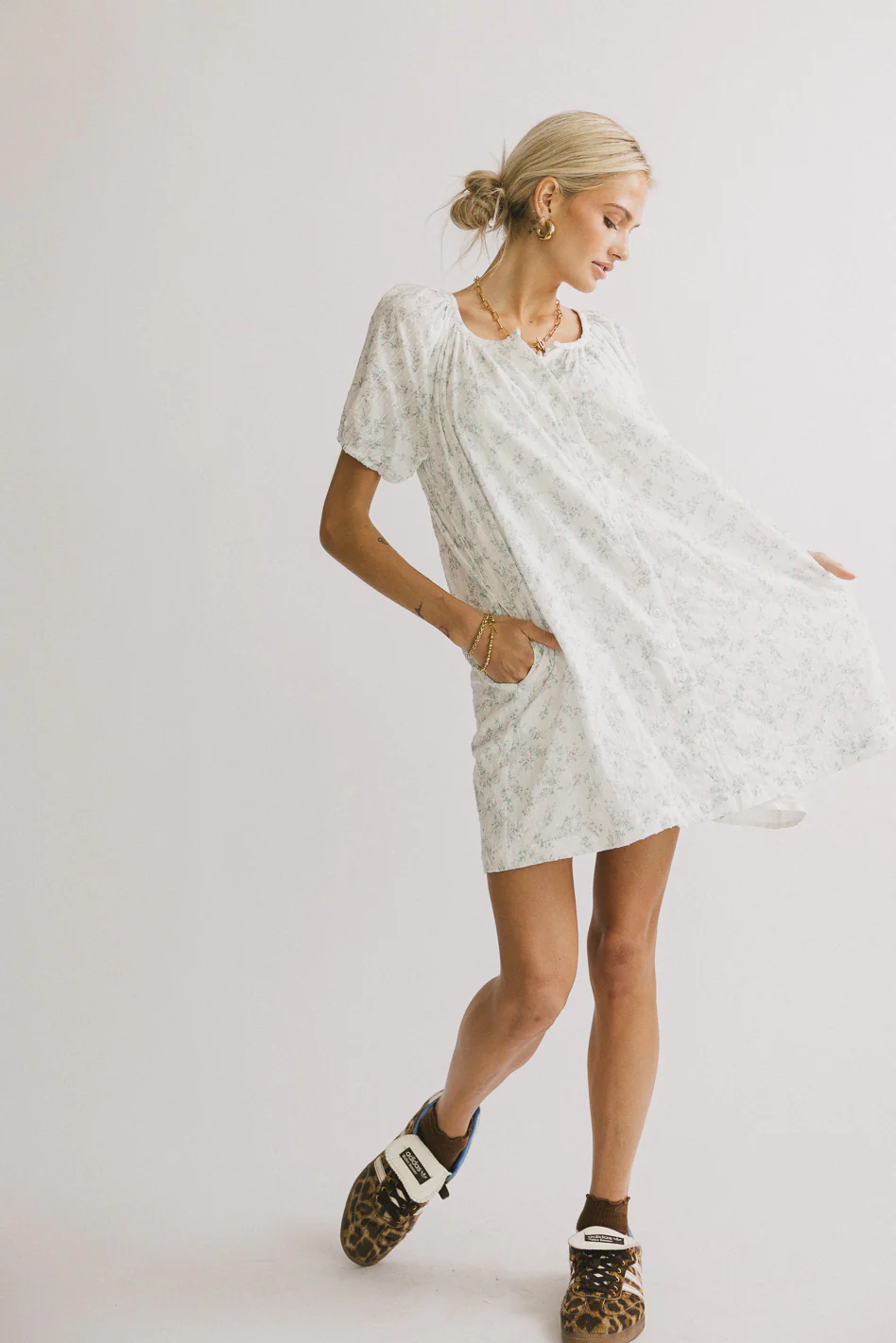 Pattie Floral Babydoll Dress in Blue - FINAL SALE - Image 8