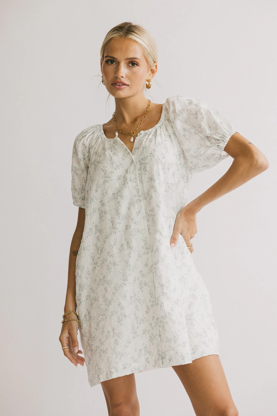 Pattie Floral Babydoll Dress in Blue - FINAL SALE - Image 9