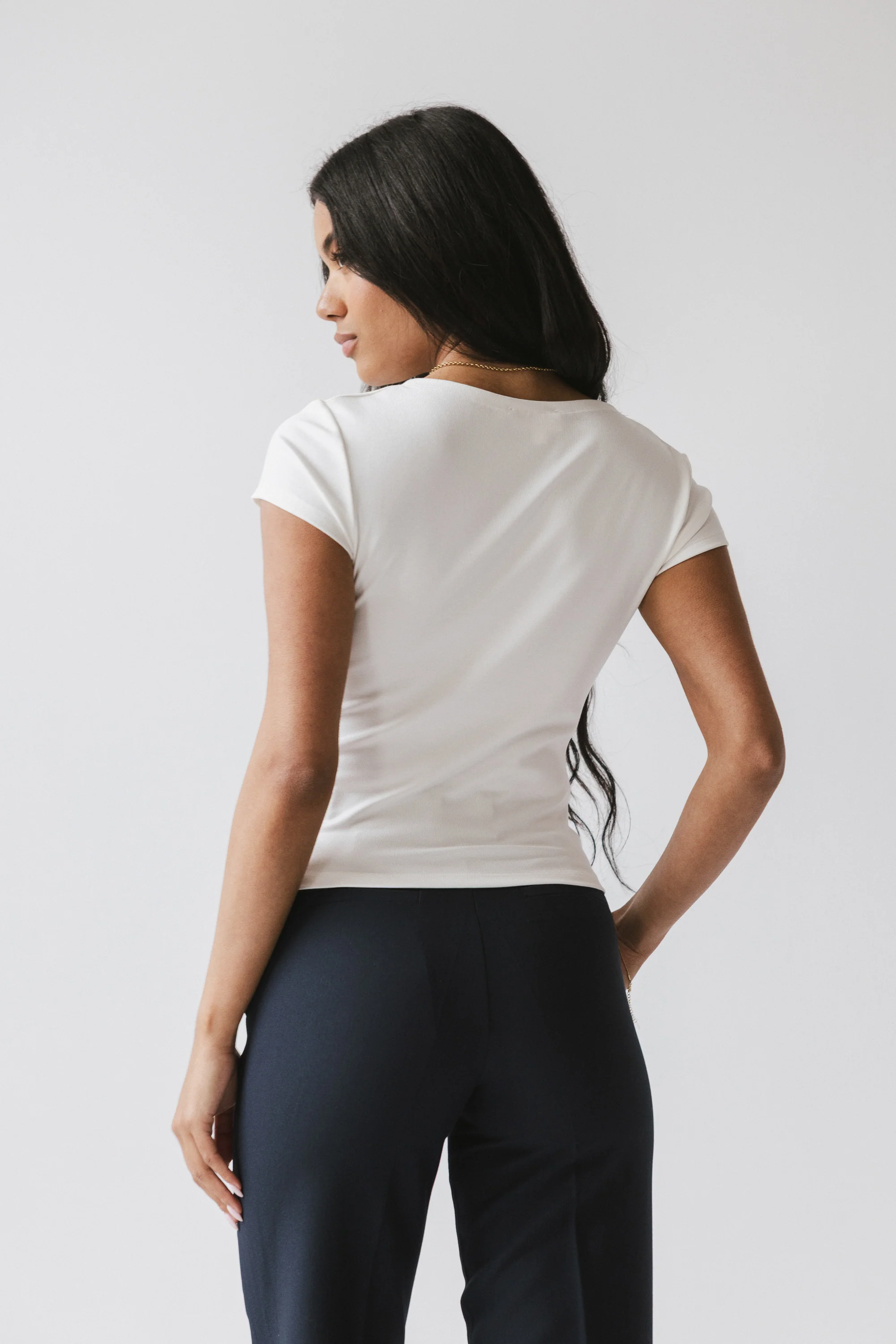 Paula Cowl Neck Top in White - Image 2