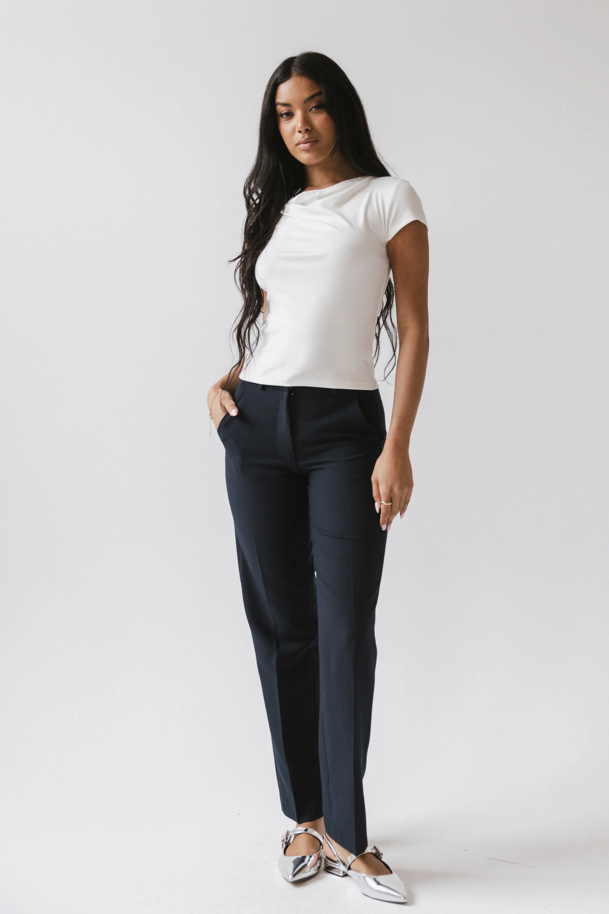 Paula Cowl Neck Top in White - Image 5