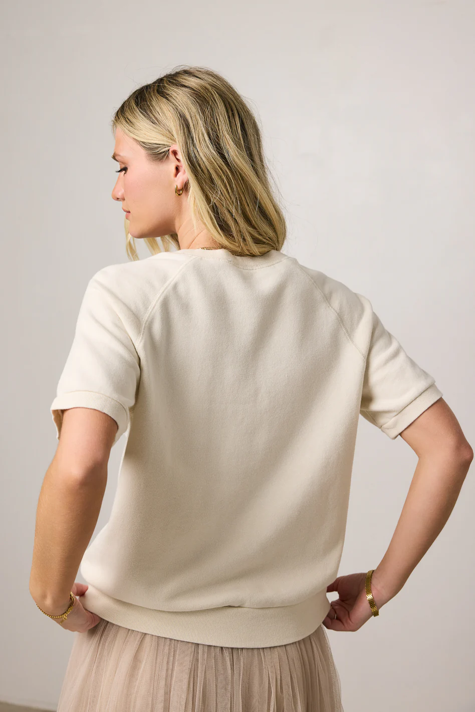 Pauly Short Sleeve Top in Cream - Image 5