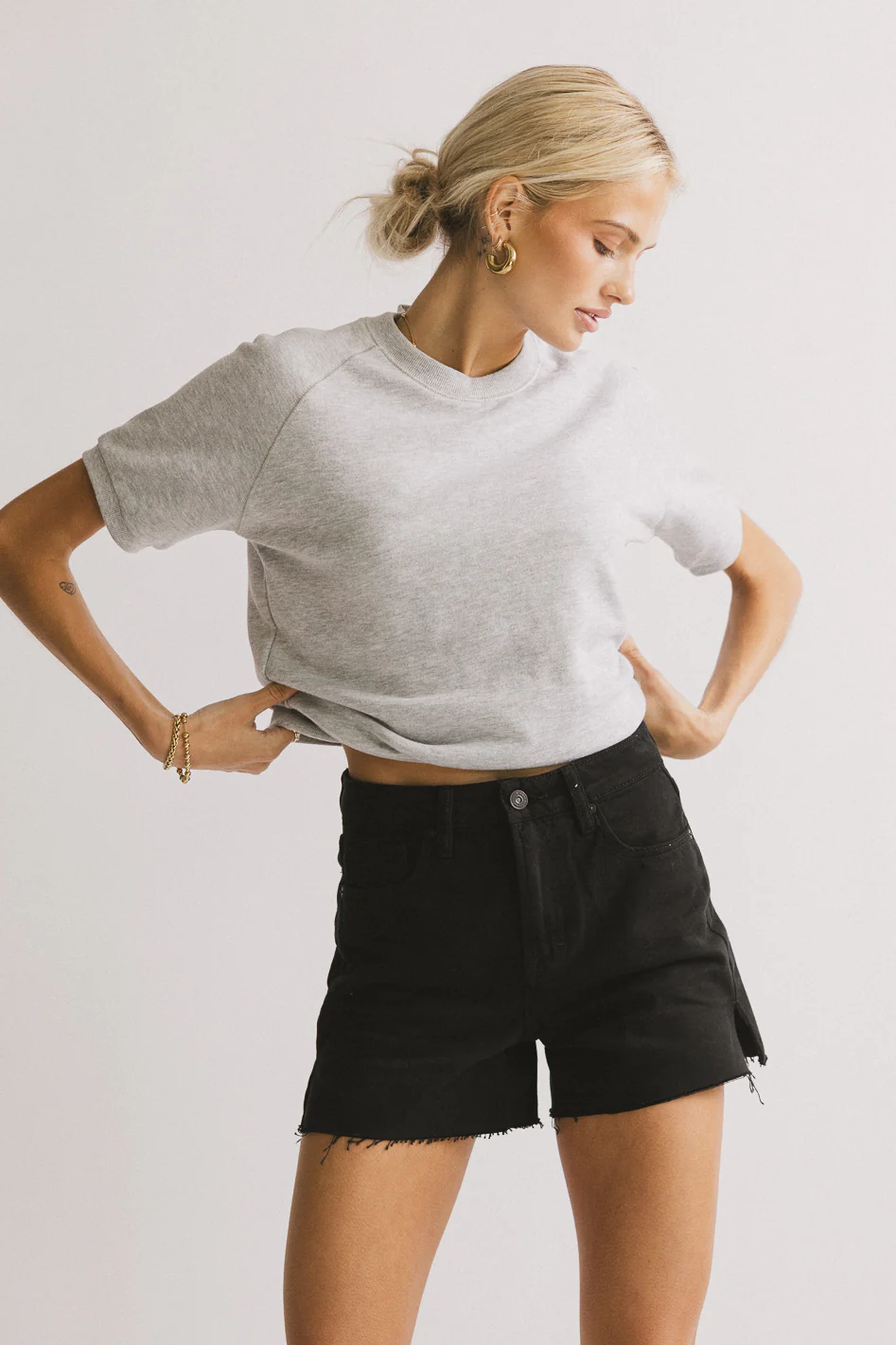 Pauly Short Sleeve Top in Heather Grey - FINAL SALE - Image 2