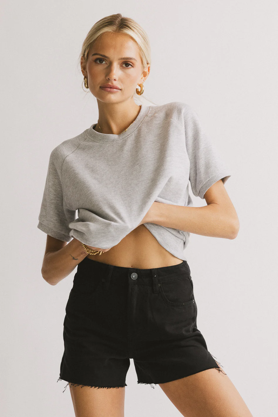 Pauly Short Sleeve Top in Heather Grey - FINAL SALE - Image 5