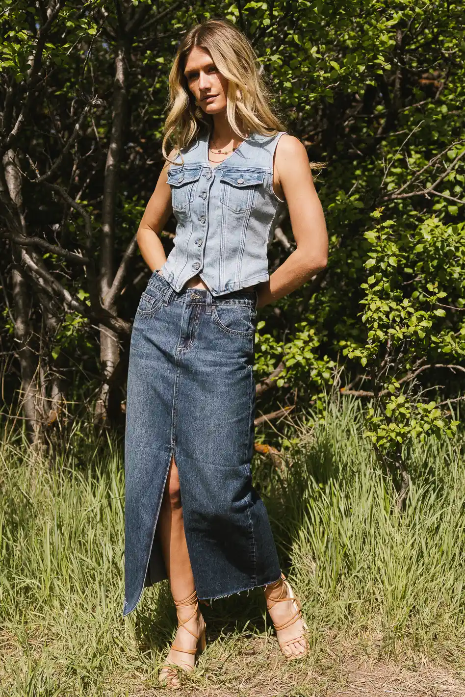Paydrie Denim Maxi Skirt - FINAL SALE - Image 5
