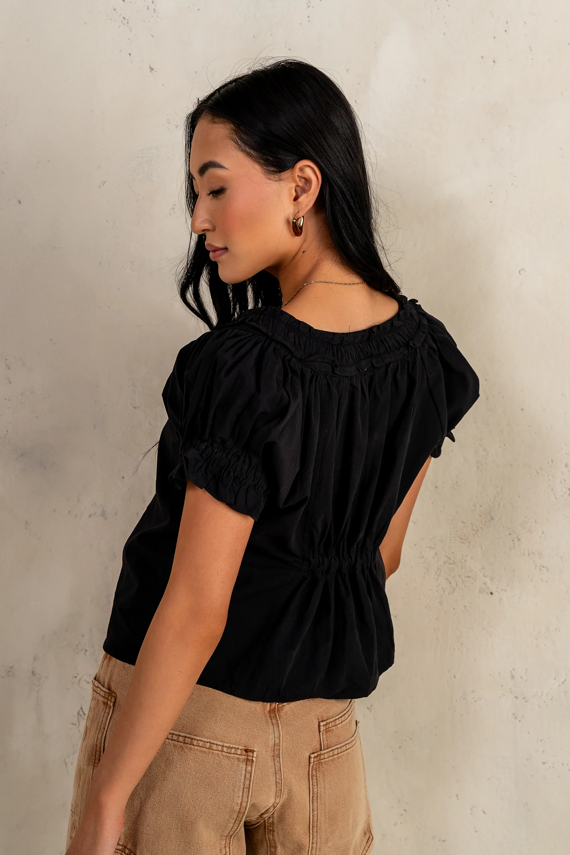 Payton Button Front Blouse in Black - FINAL SALE - Image 5