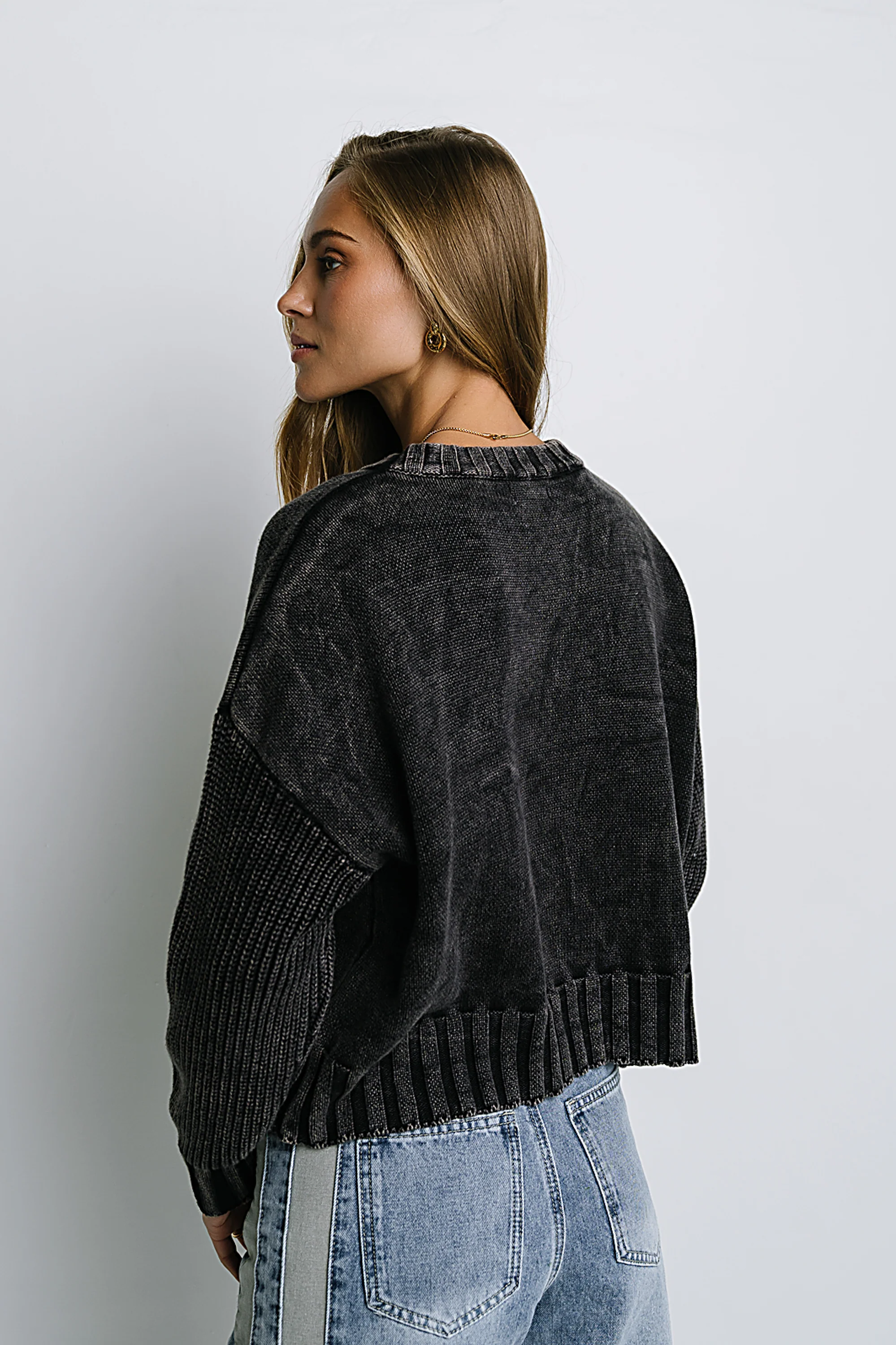 Payton Knit Sweater in Washed Black - FINAL SALE - Image 2