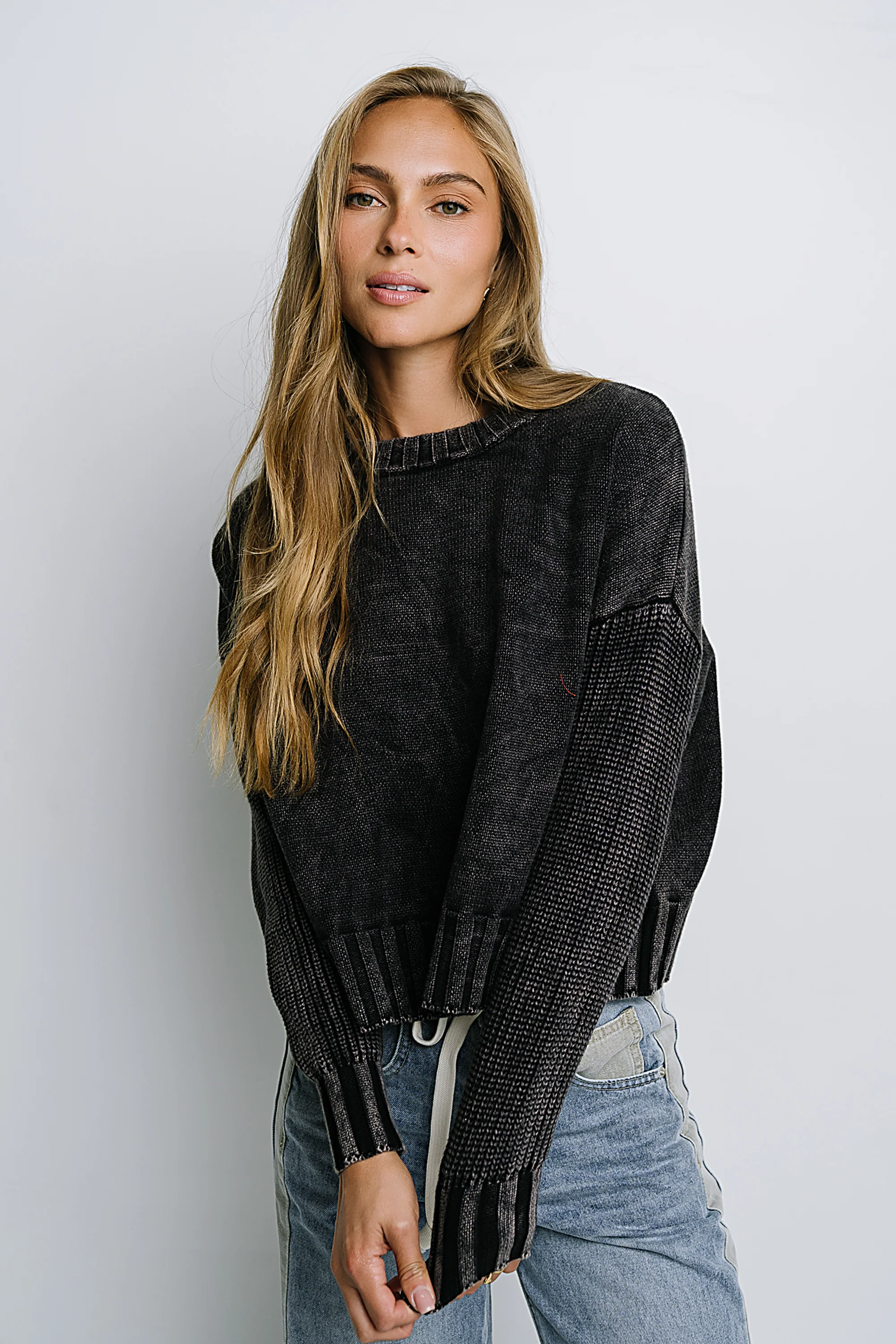 Payton Knit Sweater in Washed Black - FINAL SALE - Image 5