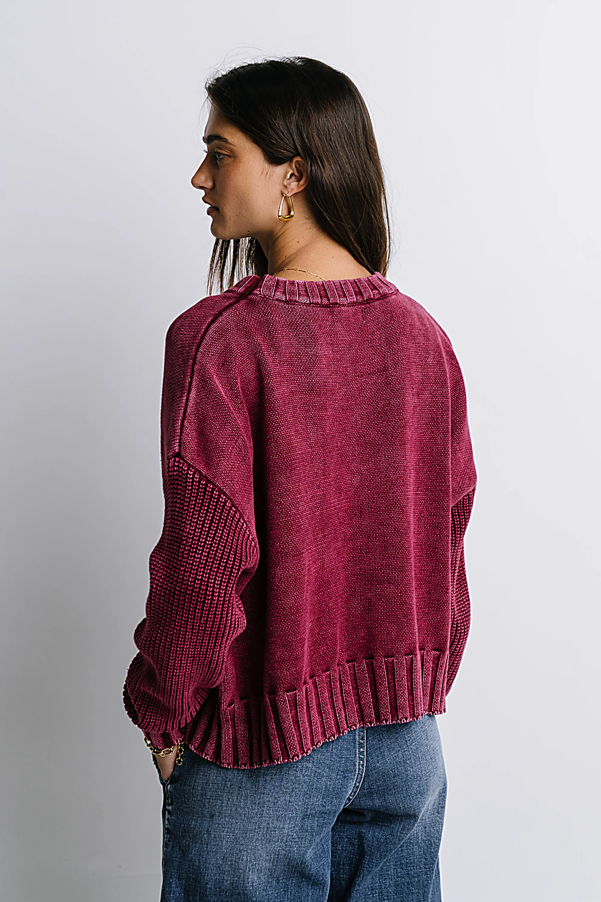 Payton Knit Sweater in Burgundy - FINAL SALE - Image 5