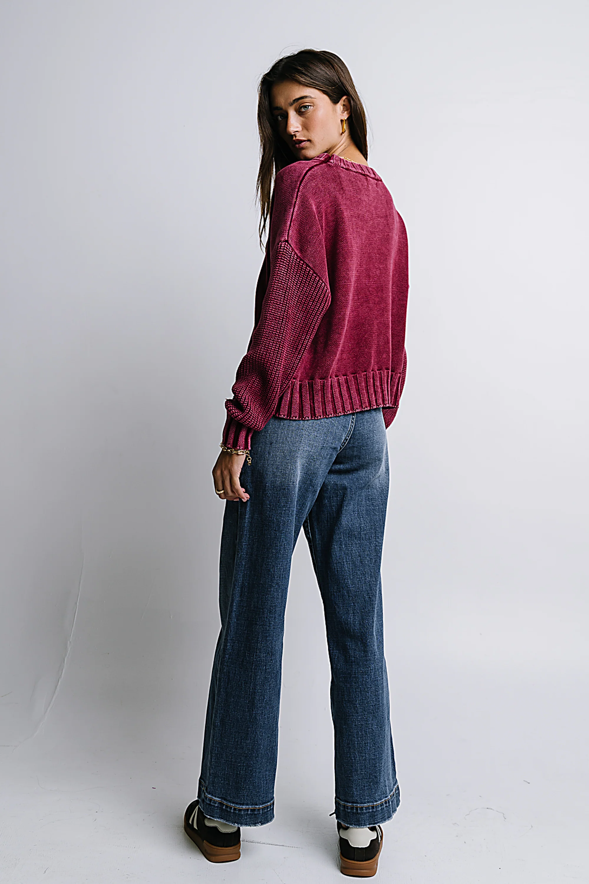 Payton Knit Sweater in Burgundy - FINAL SALE - Image 8