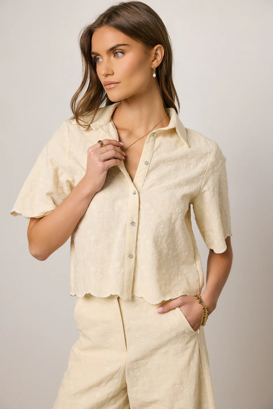 Perrie Floral Button Up in Cream - FINAL SALE - Image 4