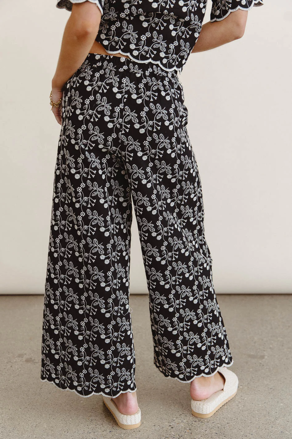 Perrie Floral Wide Leg Pants in Black - FINAL SALE - Image 3