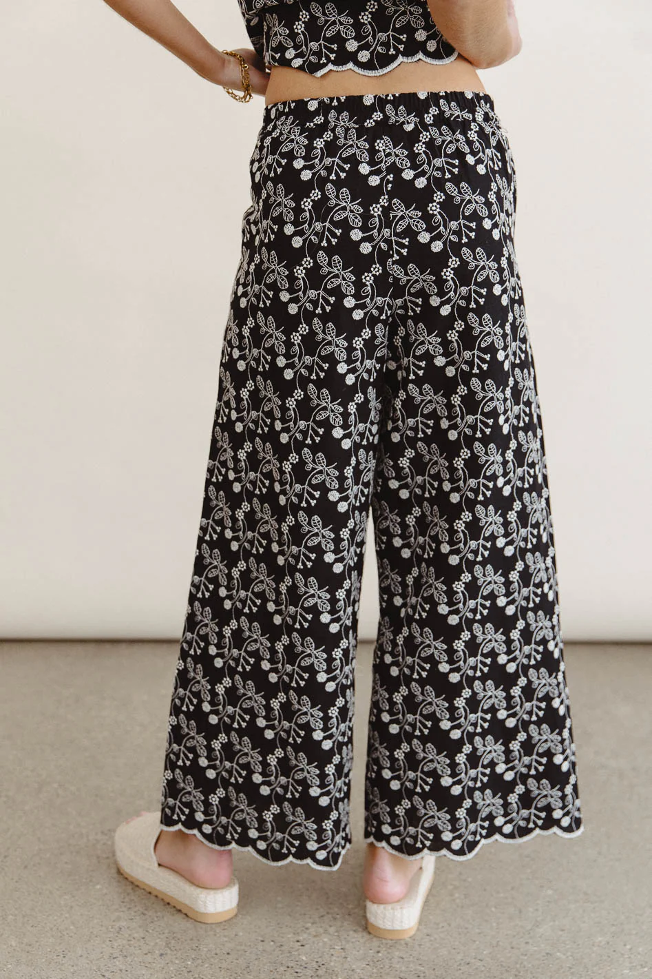 Perrie Floral Wide Leg Pants in Black - FINAL SALE - Image 4
