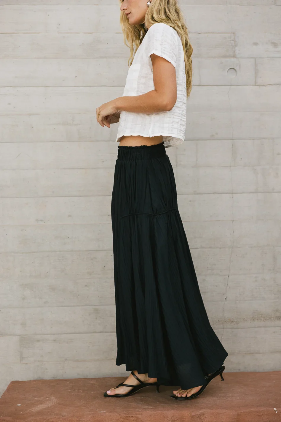 Phillipa Pleated Maxi Skirt in Navy - FINAL SALE - Image 3