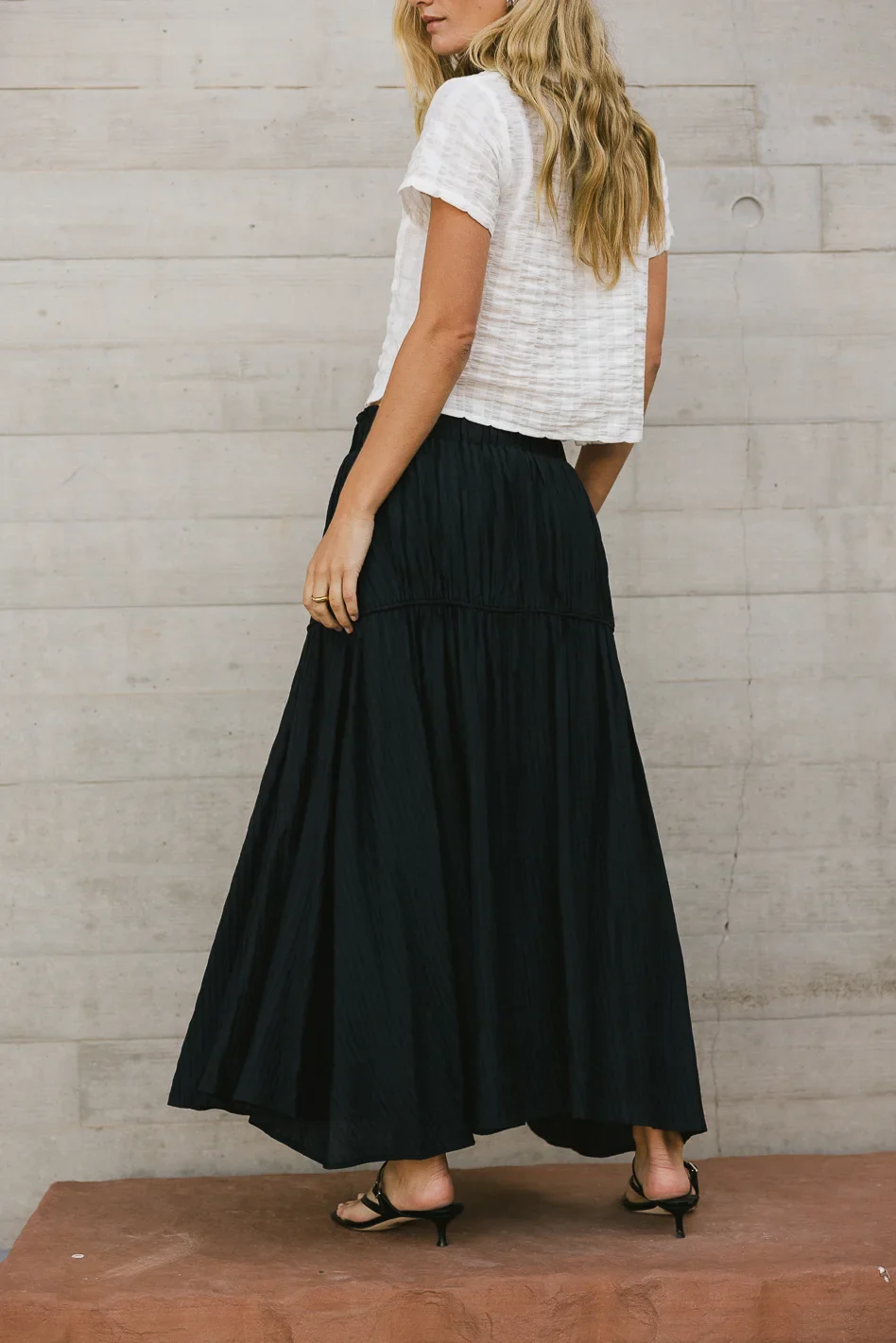 Phillipa Pleated Maxi Skirt in Navy - FINAL SALE - Image 5
