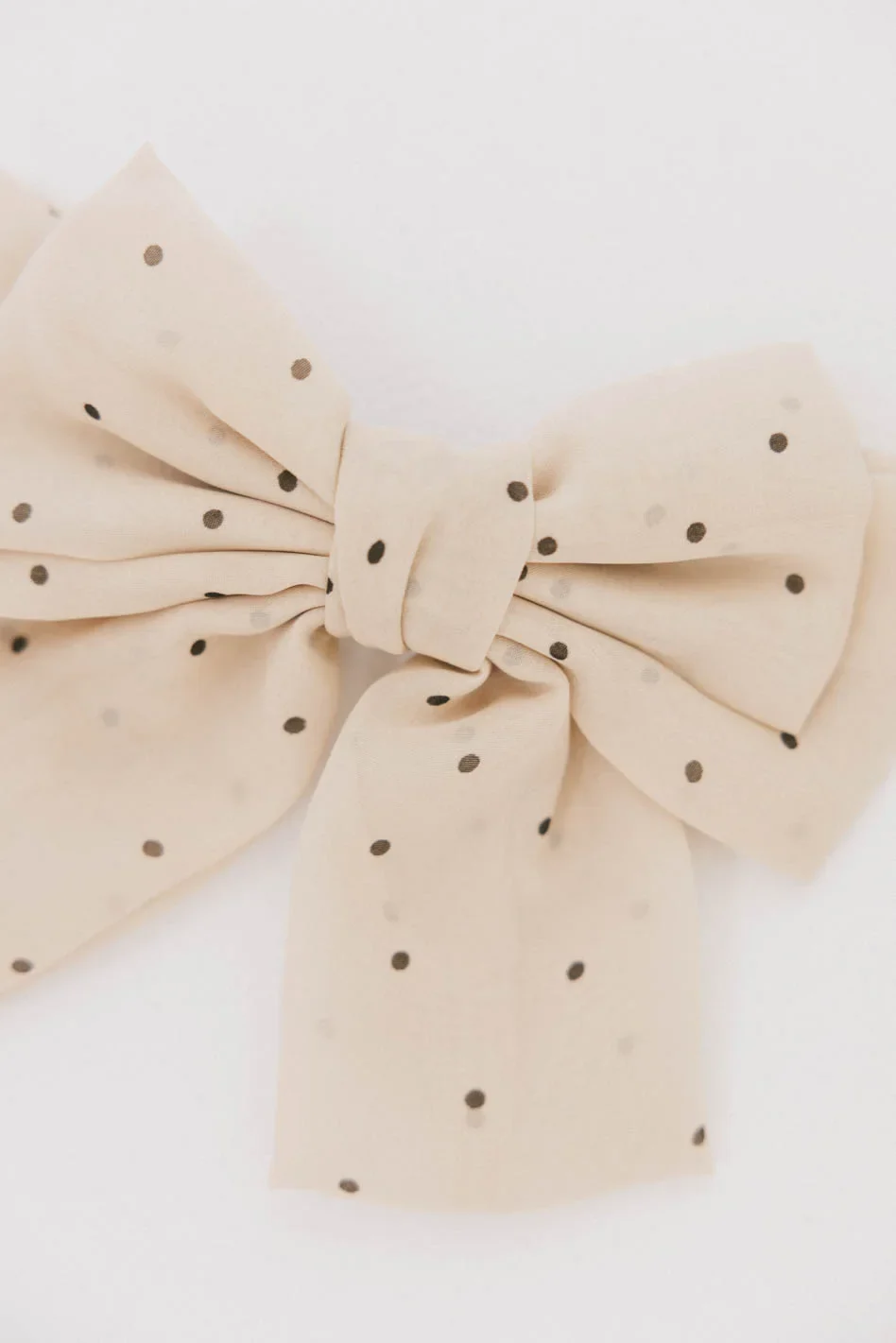 Polka Dot Bow Hair Clip in Ivory - Image 2