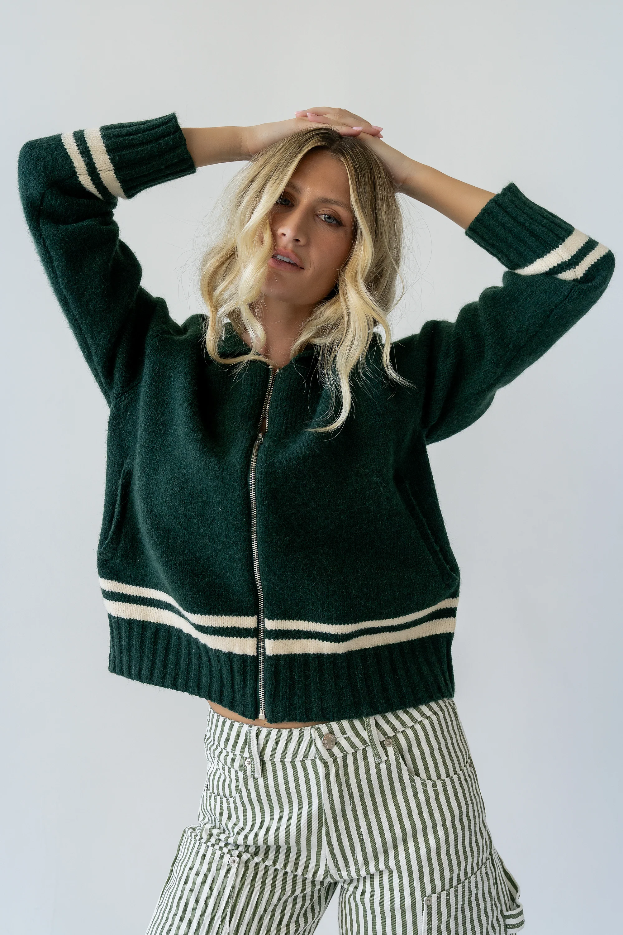 Polly Knit Jacket in Green - Image 3