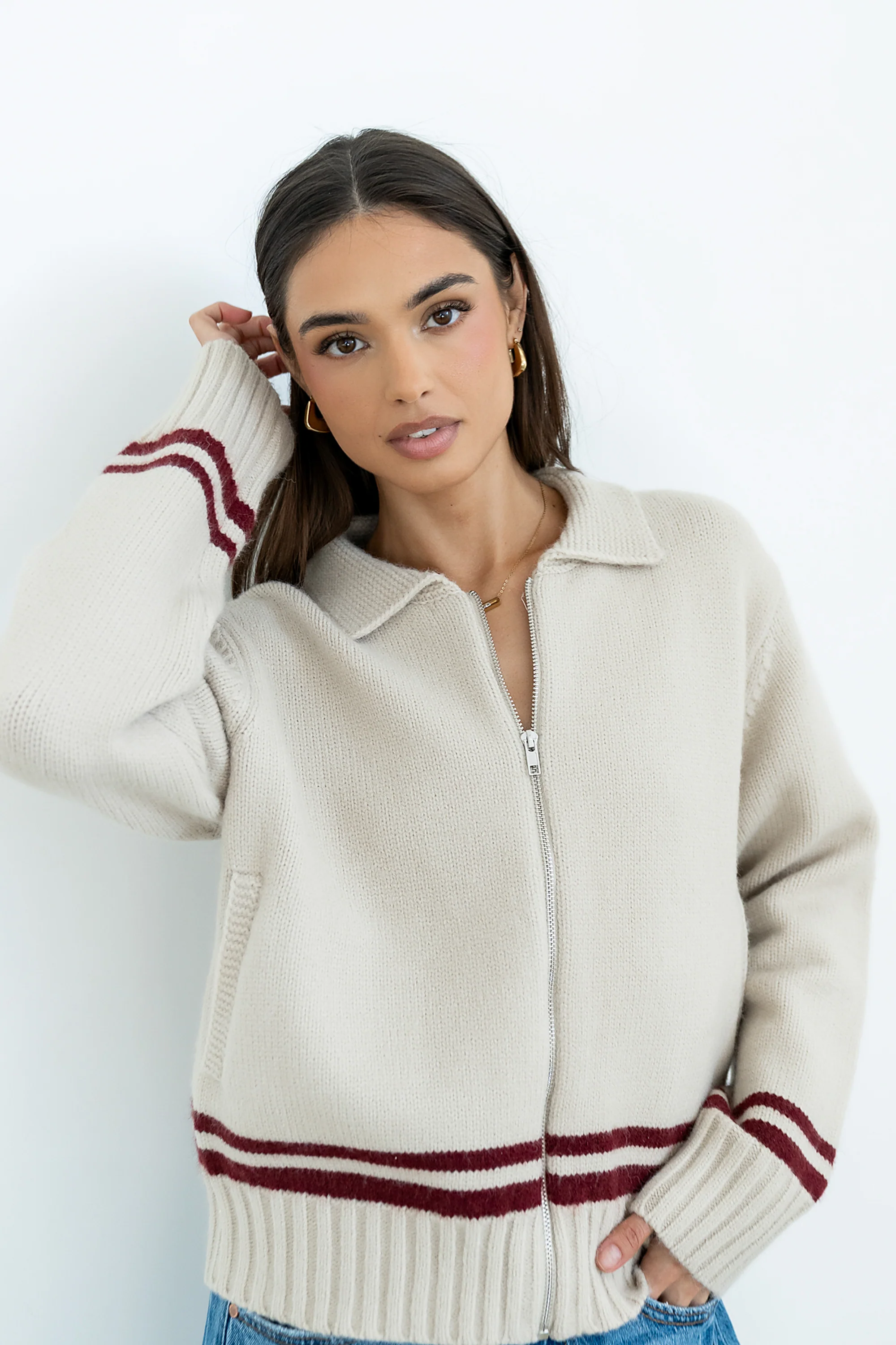 Polly Knit Jacket in Oatmeal - FINAL SALE - Image 3