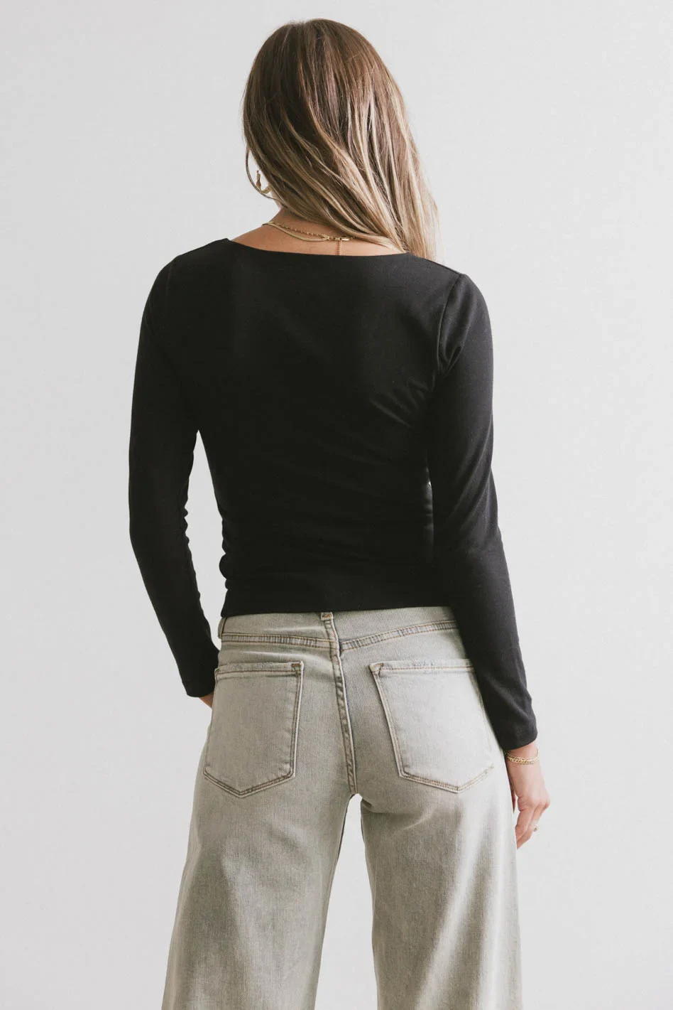 Polly Scoop Neck Top in Black - FINAL SALE - Image 4