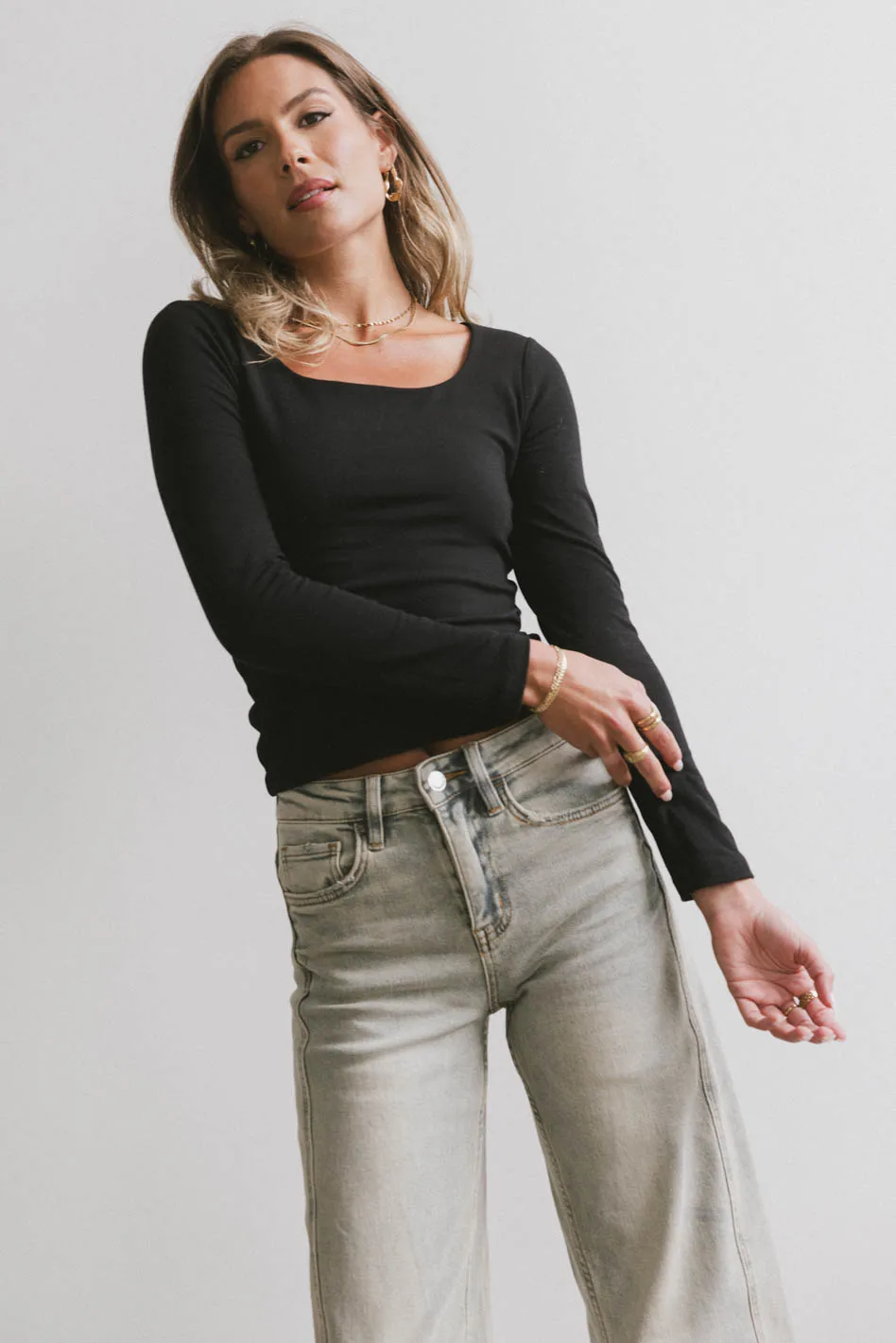 Polly Scoop Neck Top in Black - FINAL SALE - Image 5