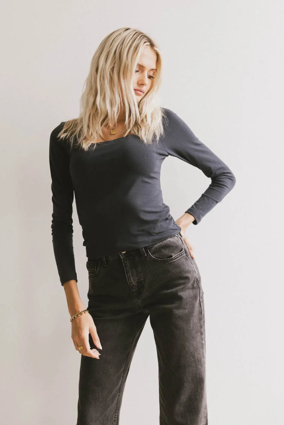 Polly Scoop Neck Top in Navy - FINAL SALE - Image 4
