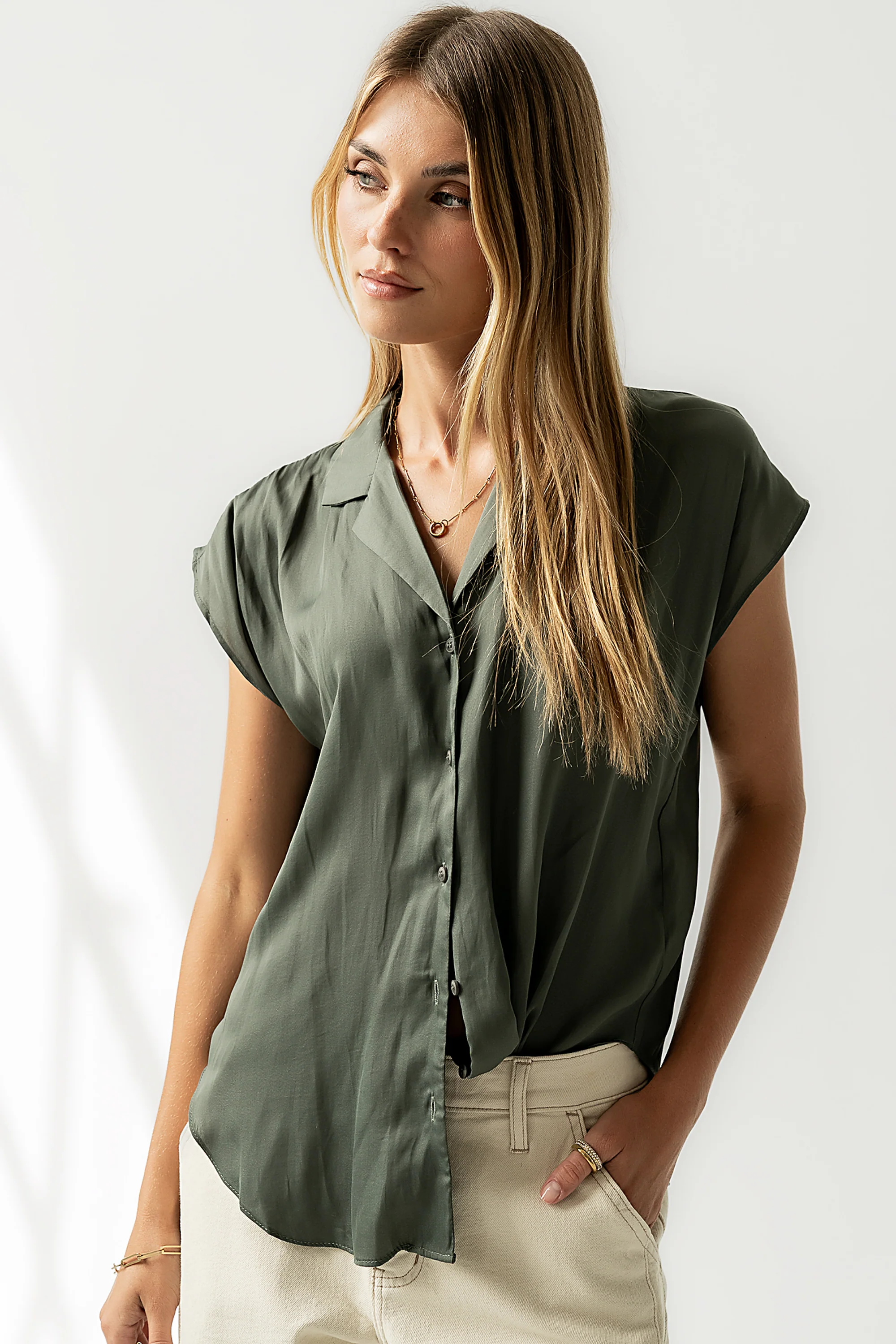 Poppy Collared Blouse in Green - FINAL SALE - Image 7