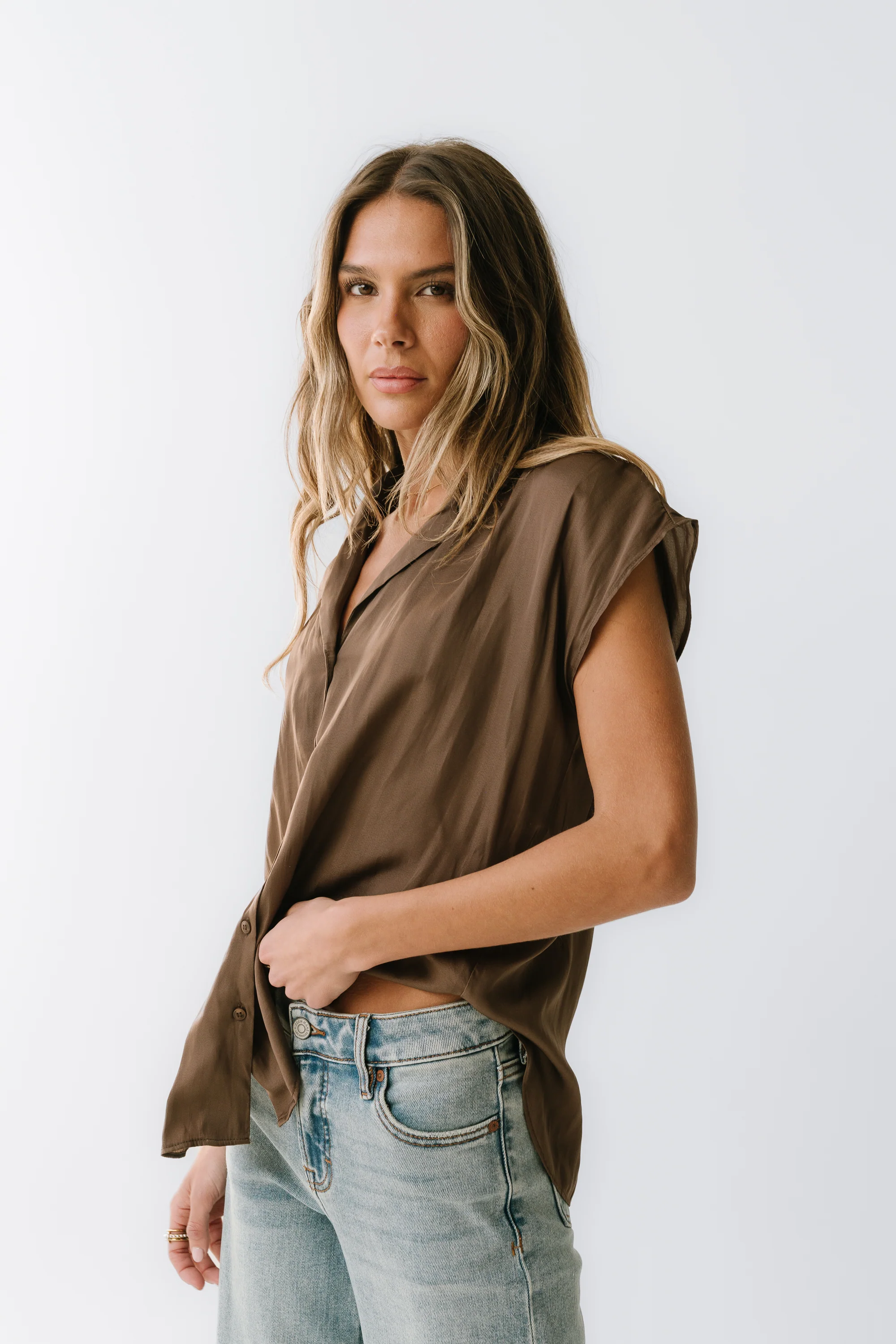 Poppy Collared Blouse in Brown - FINAL SALE - Image 2