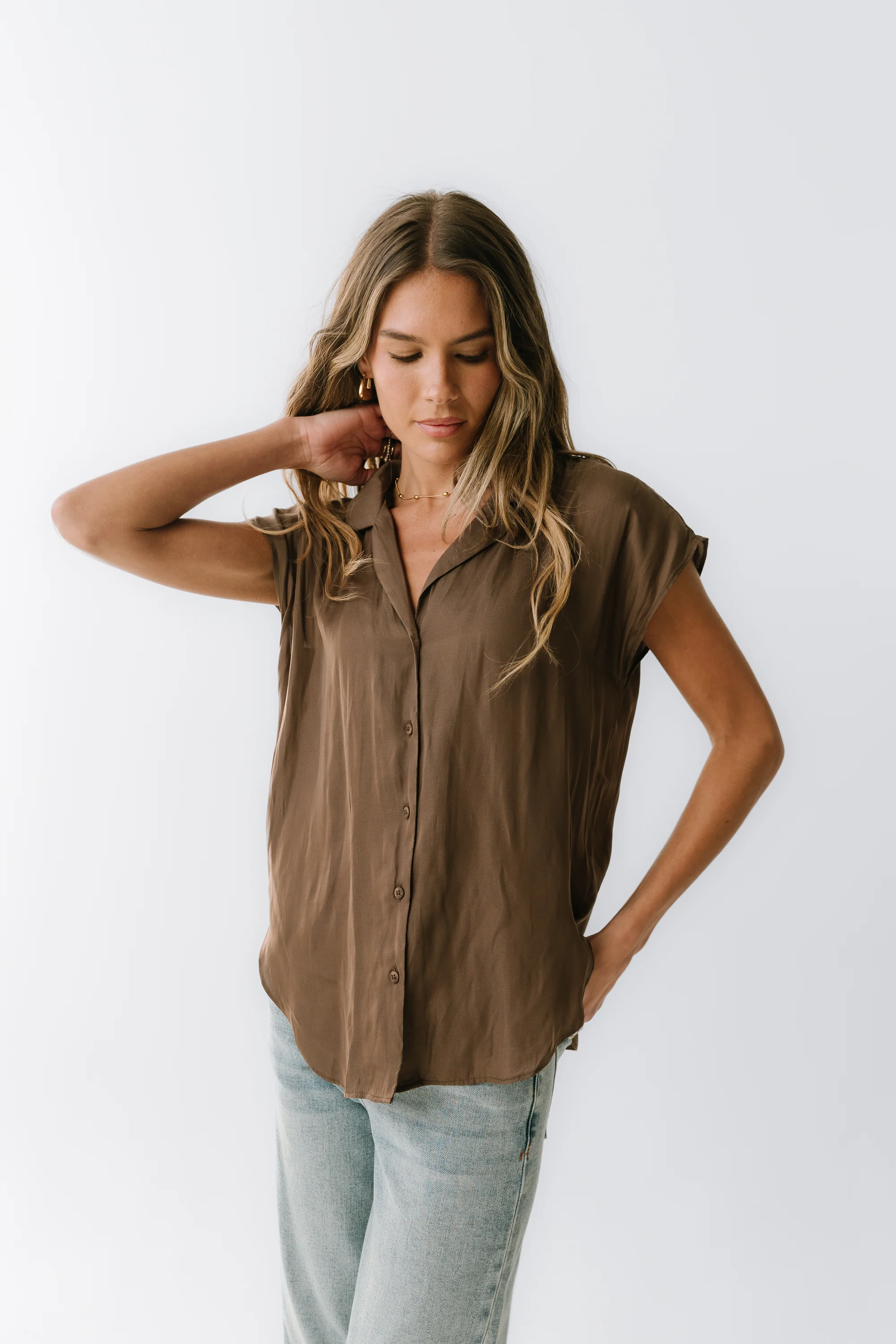 Poppy Collared Blouse in Brown - FINAL SALE - Image 5