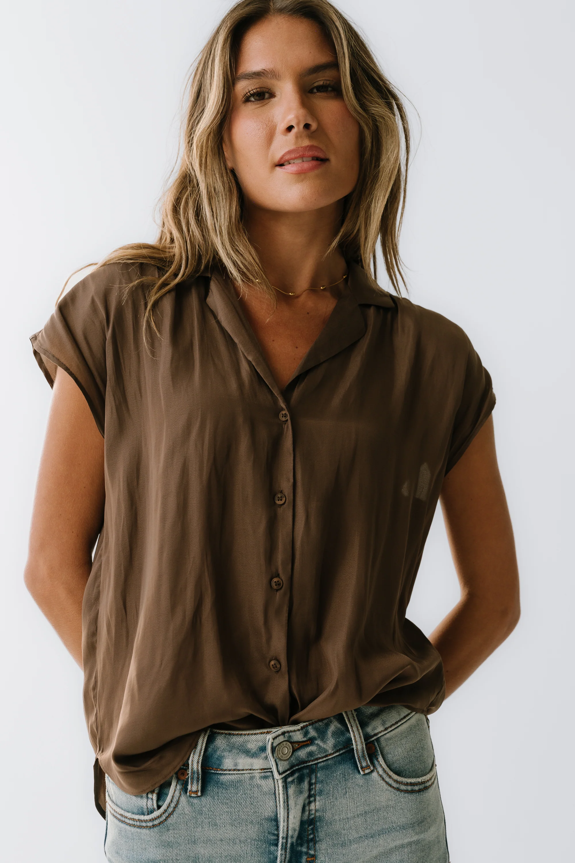 Poppy Collared Blouse in Brown - FINAL SALE - Image 9