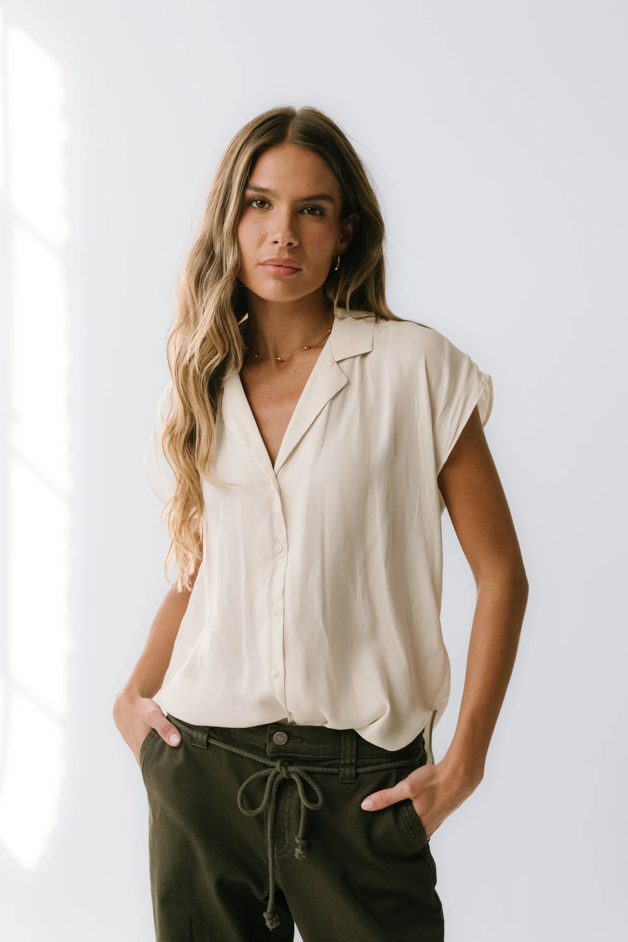 Poppy Collared Blouse in Cream - FINAL SALE