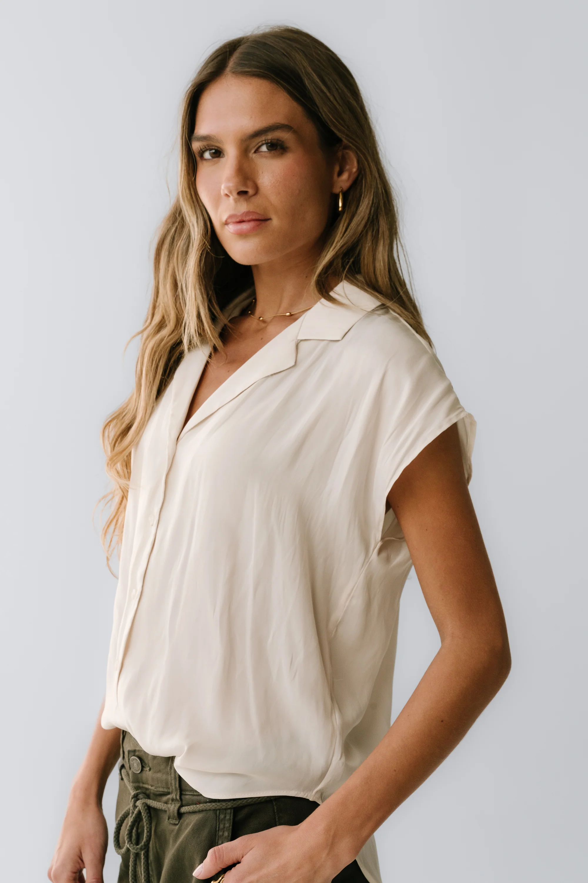 Poppy Collared Blouse in Cream - FINAL SALE - Image 2