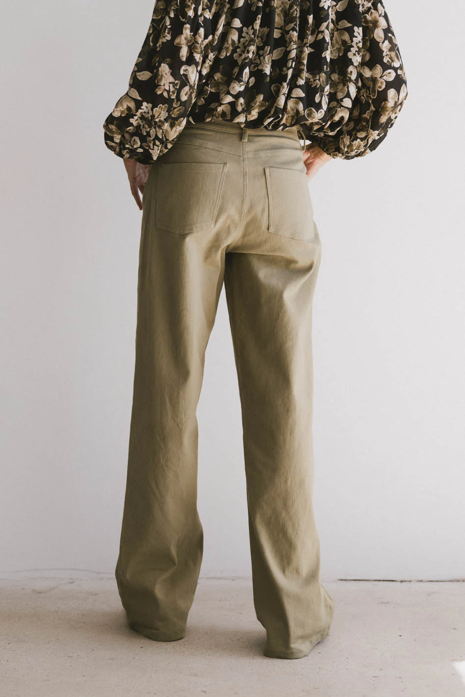 Porsha Straight Leg Jeans in Olive - FINAL SALE - Image 3