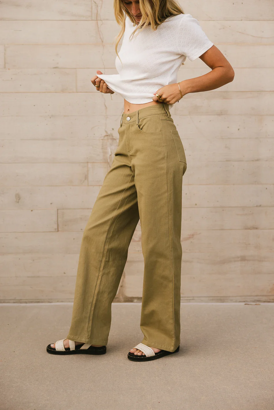 Porsha Straight Leg Jeans in Olive - FINAL SALE - Image 6