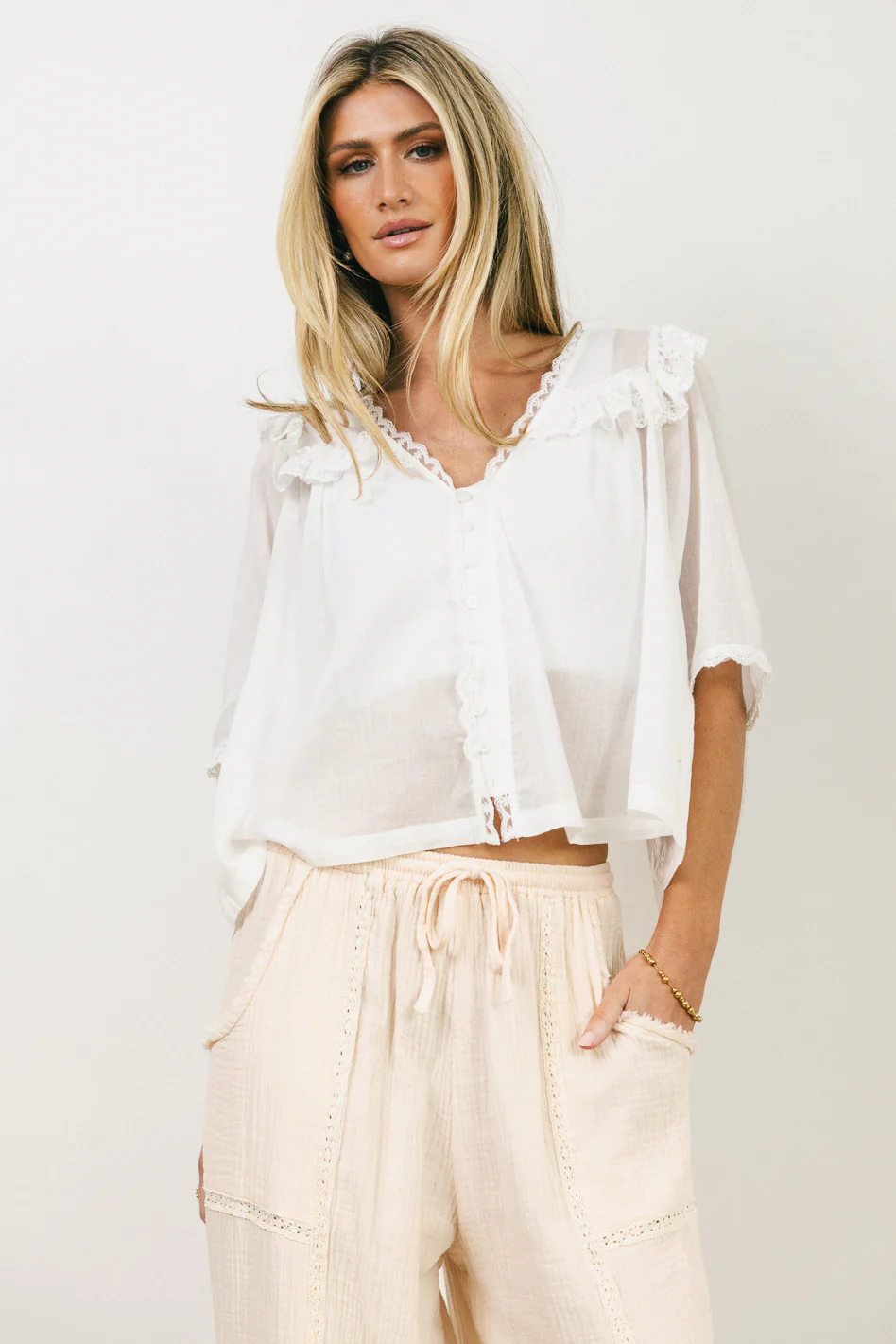 Potter Lace Blouse in Off White - FINAL SALE - Image 7