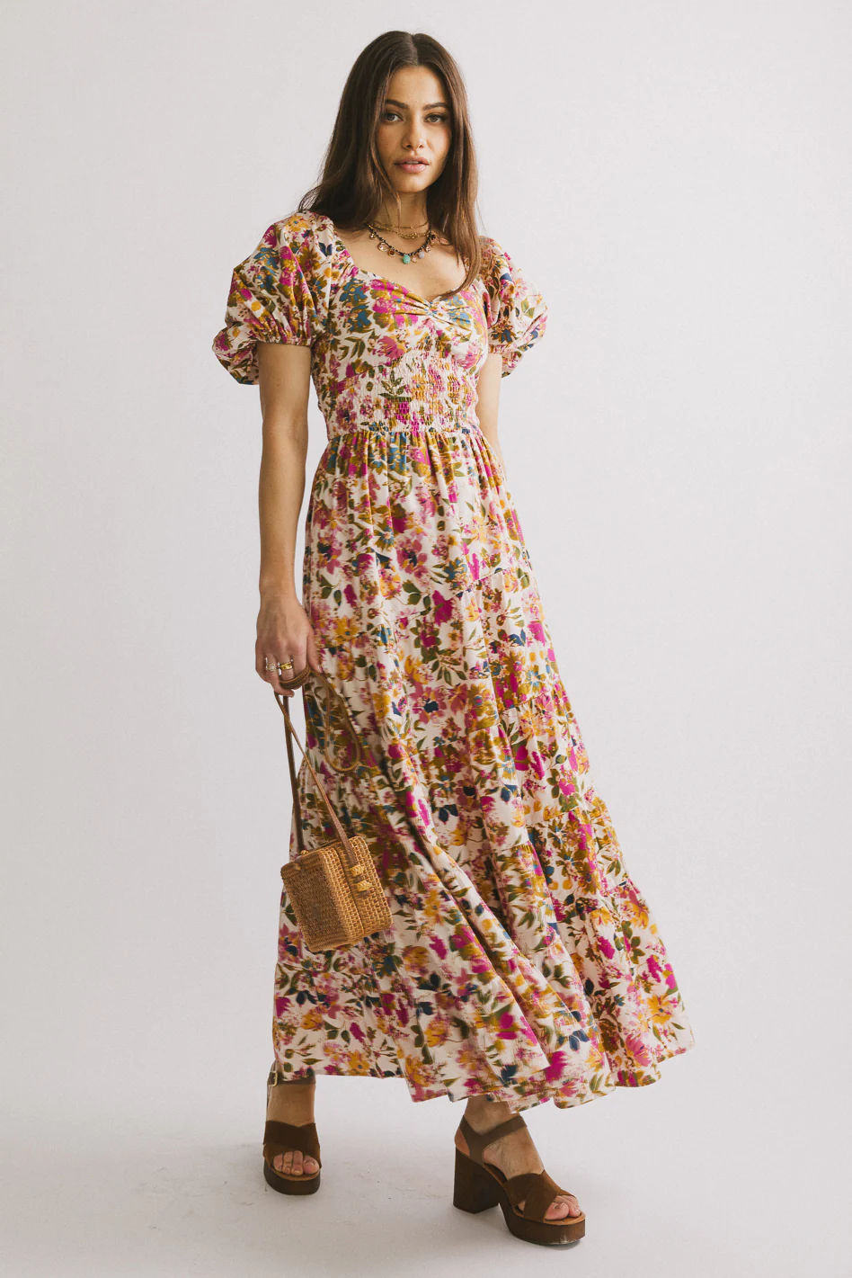 Robbie Floral Midi Dress in Pink - FINAL SALE - Image 3