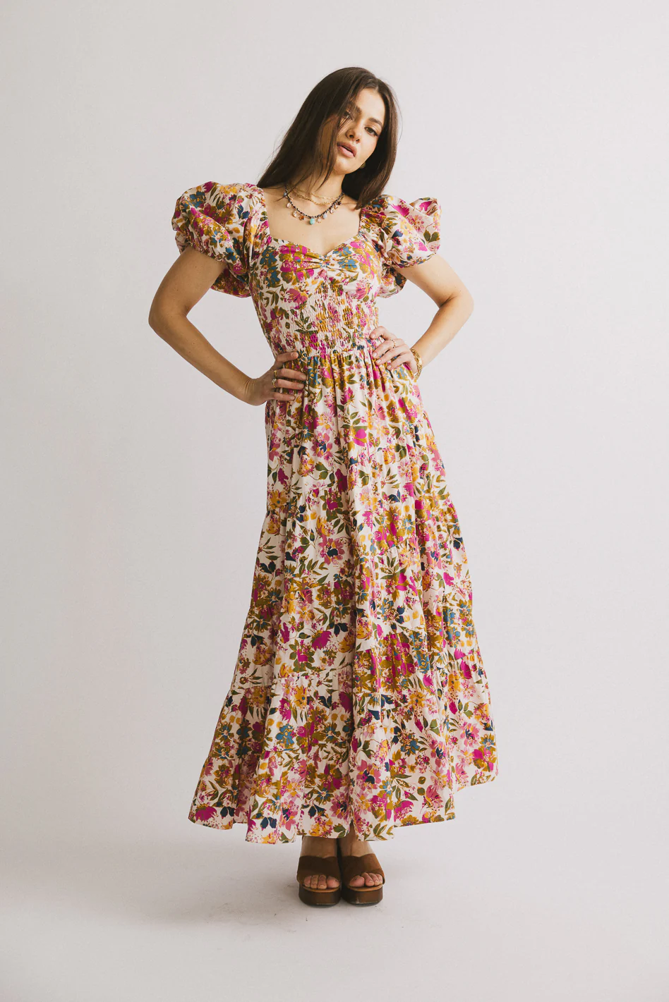 Robbie Floral Midi Dress in Pink - FINAL SALE - Image 4