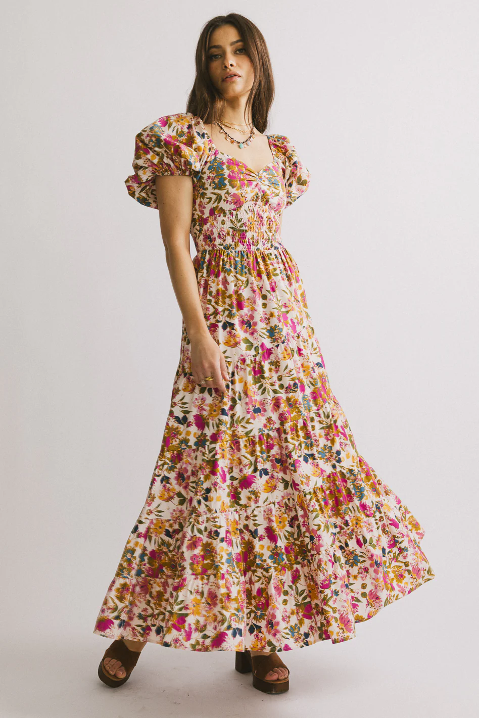 Robbie Floral Midi Dress in Pink - FINAL SALE - Image 5