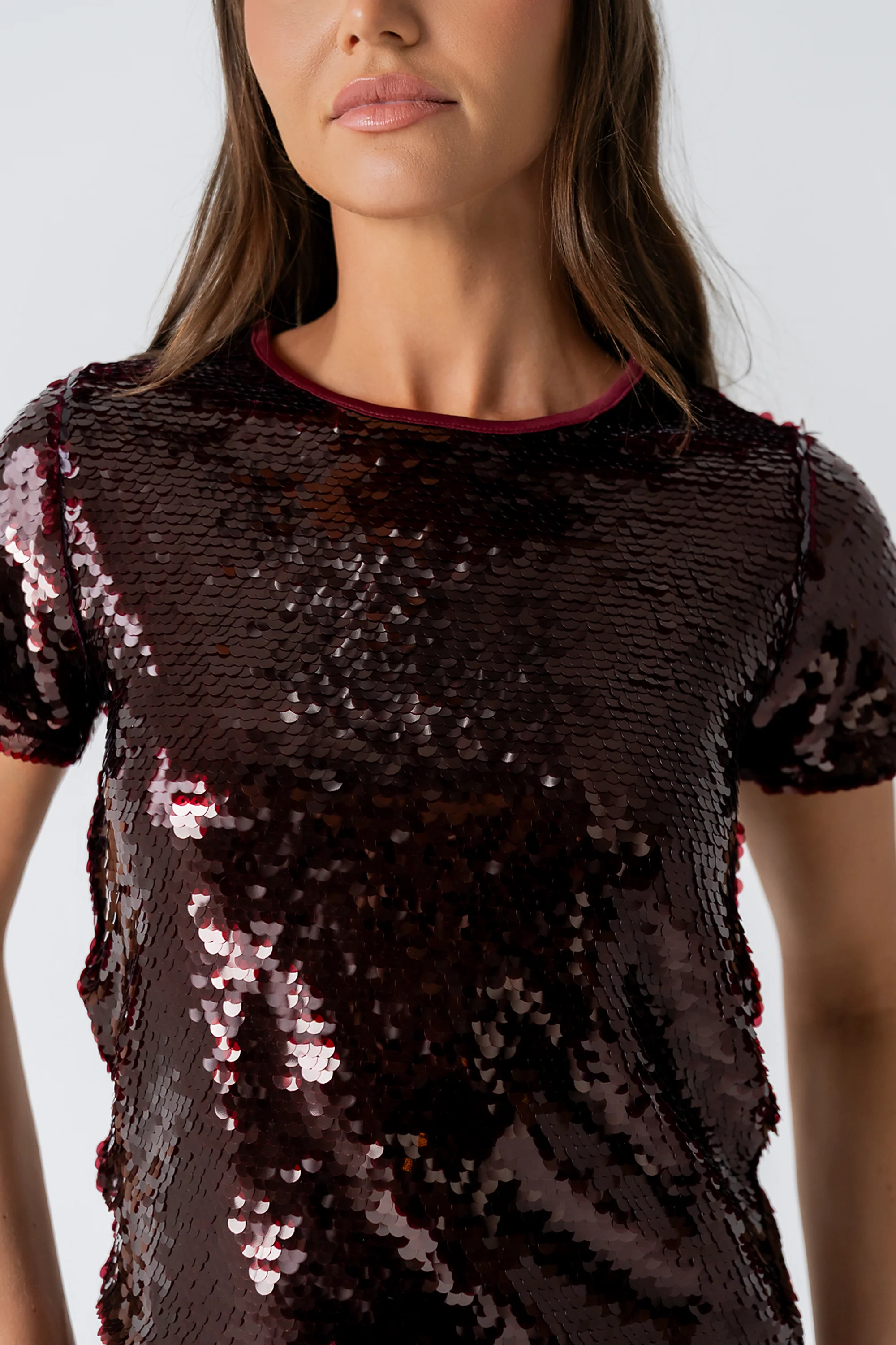 Presley Sequin Top in Burgundy - Image 5