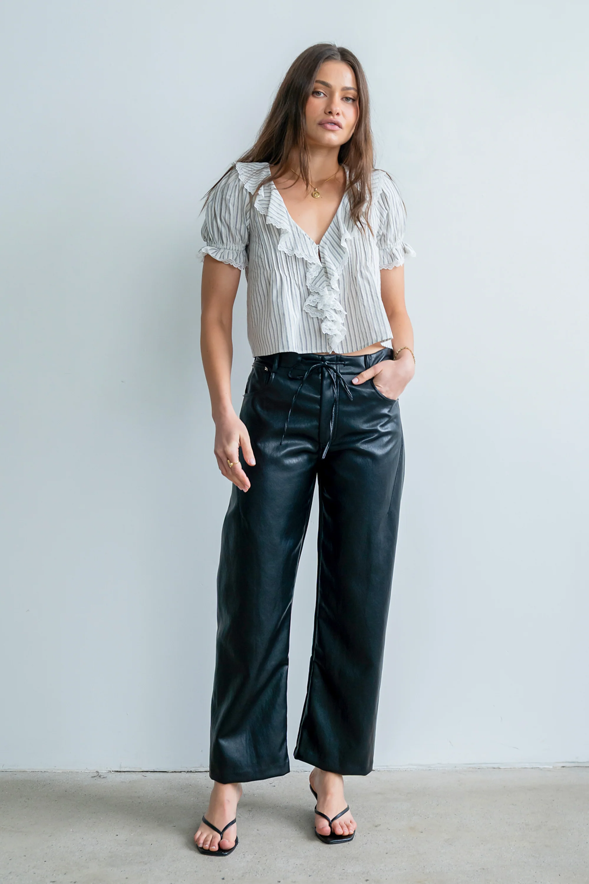 Priya Vegan Leather Wide Leg Pants - FINAL SALE - Image 11