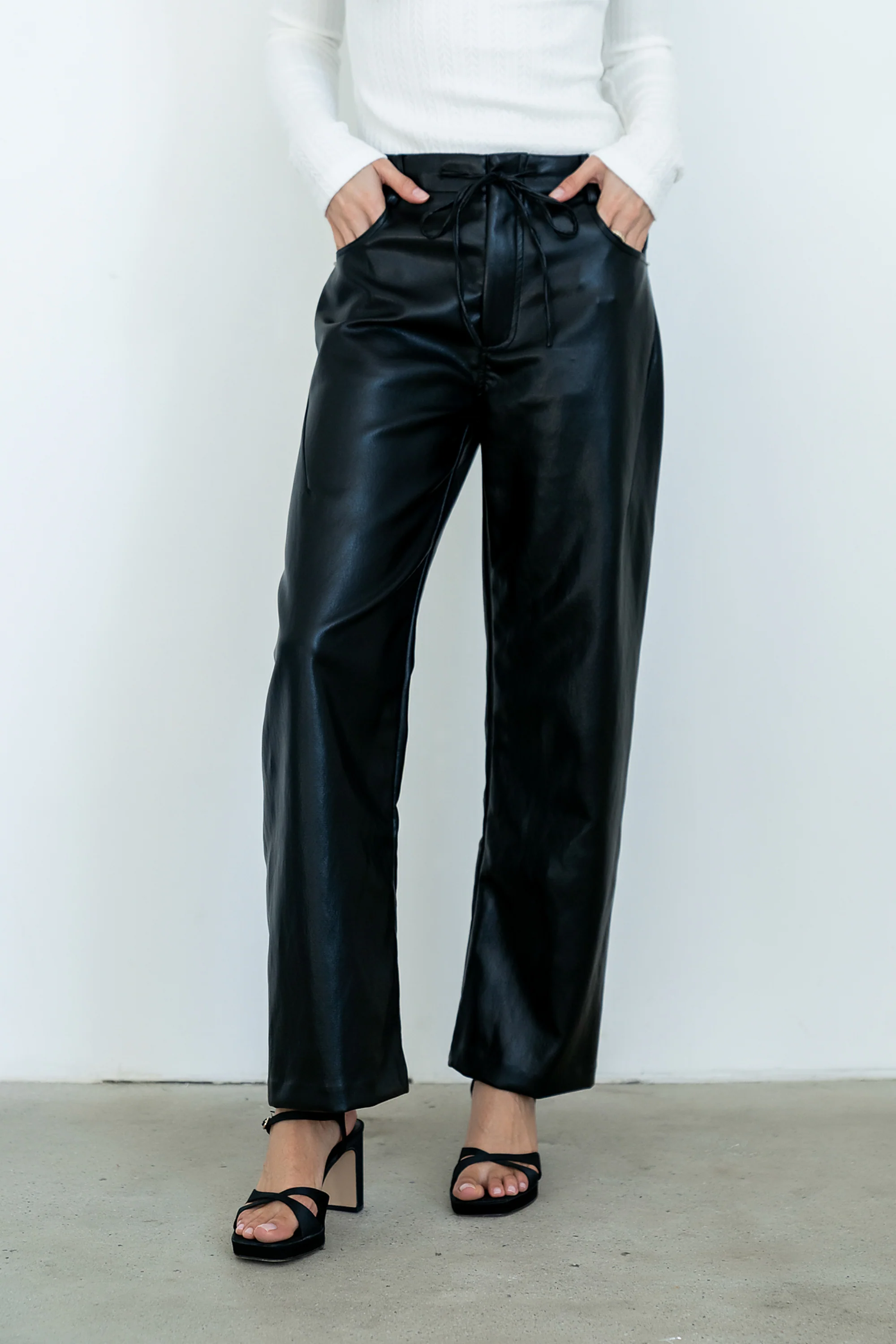 Priya Vegan Leather Wide Leg Pants - FINAL SALE - Image 2