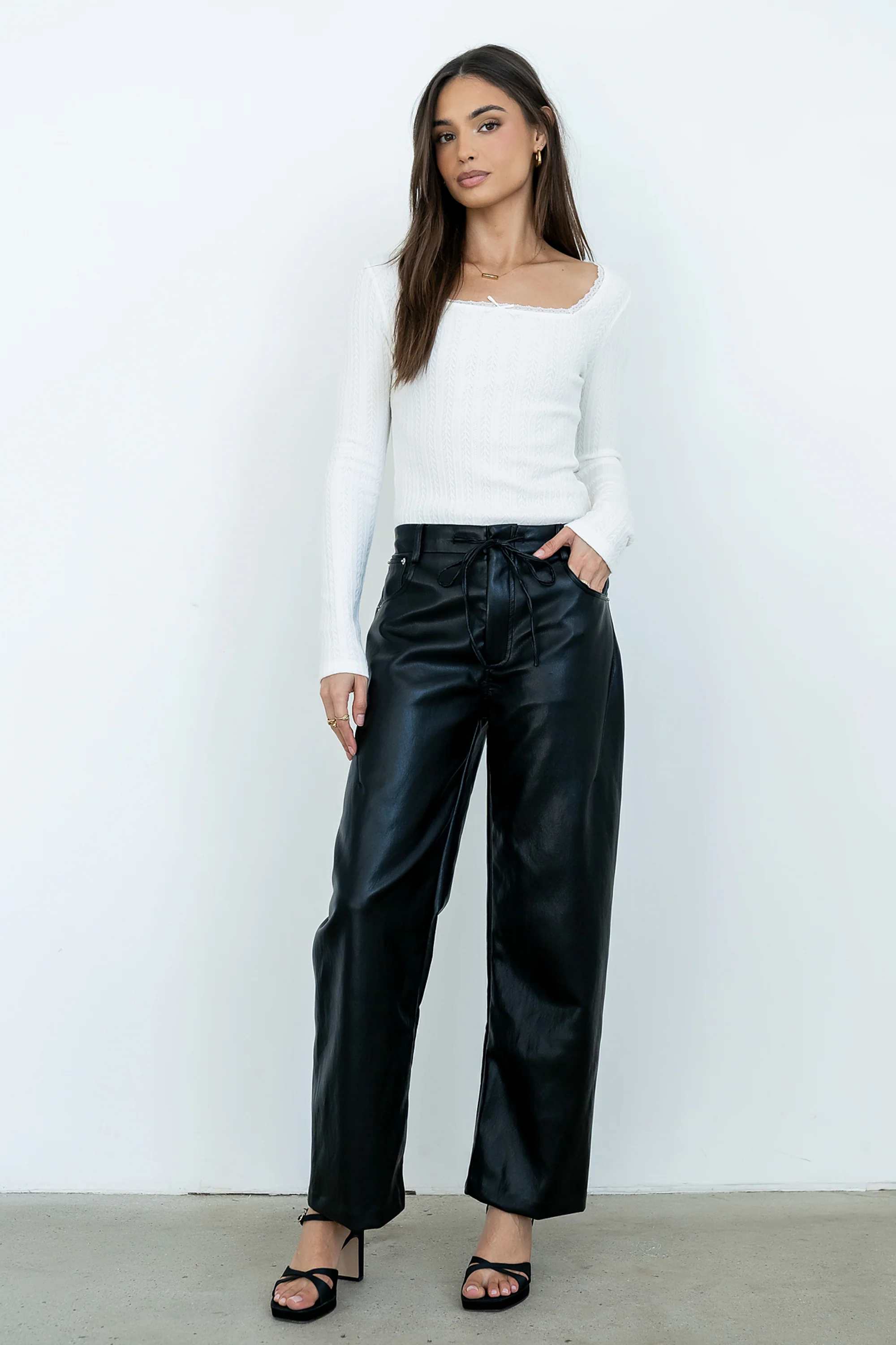 Priya Vegan Leather Wide Leg Pants - FINAL SALE - Image 3