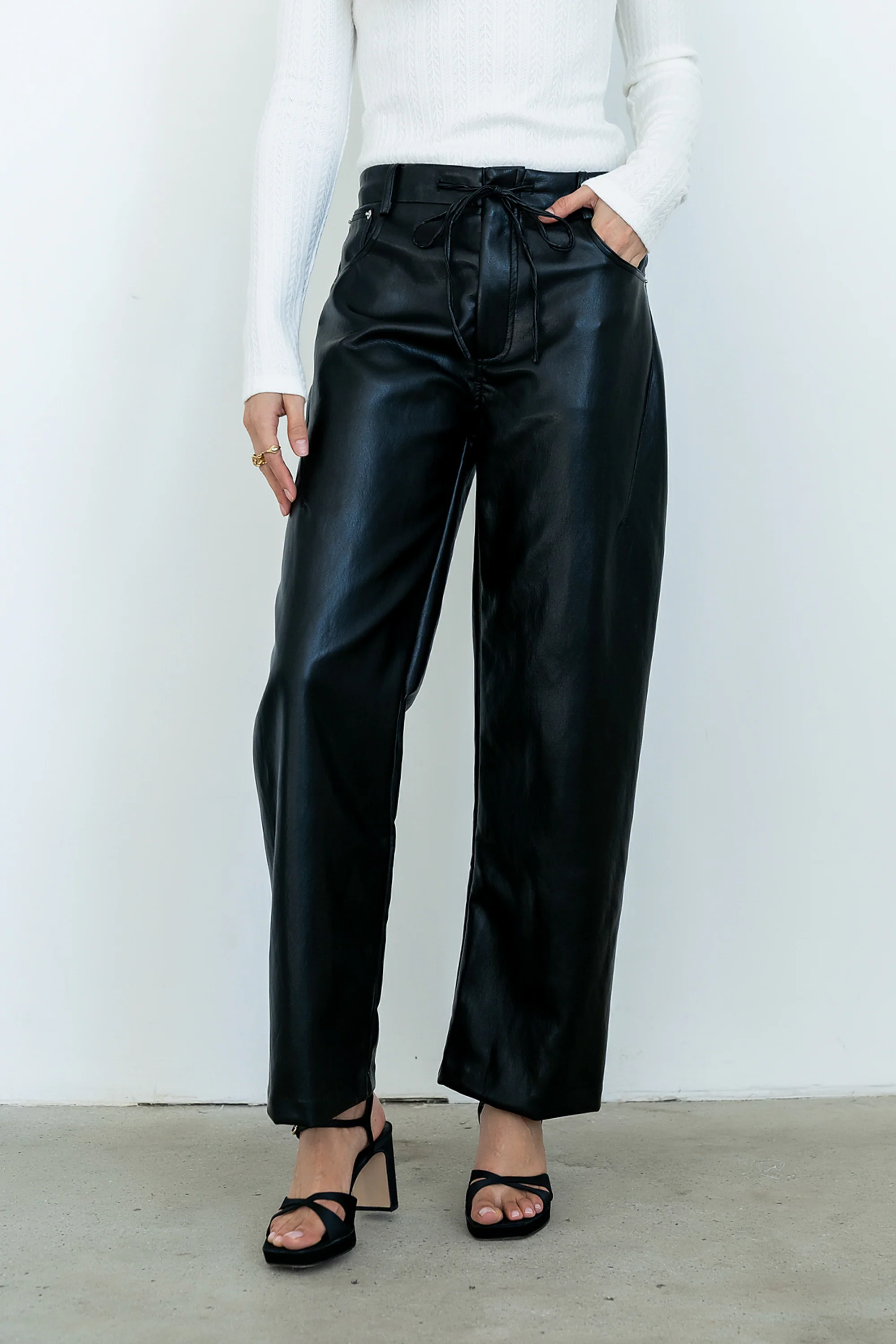 Priya Vegan Leather Wide Leg Pants - FINAL SALE - Image 6