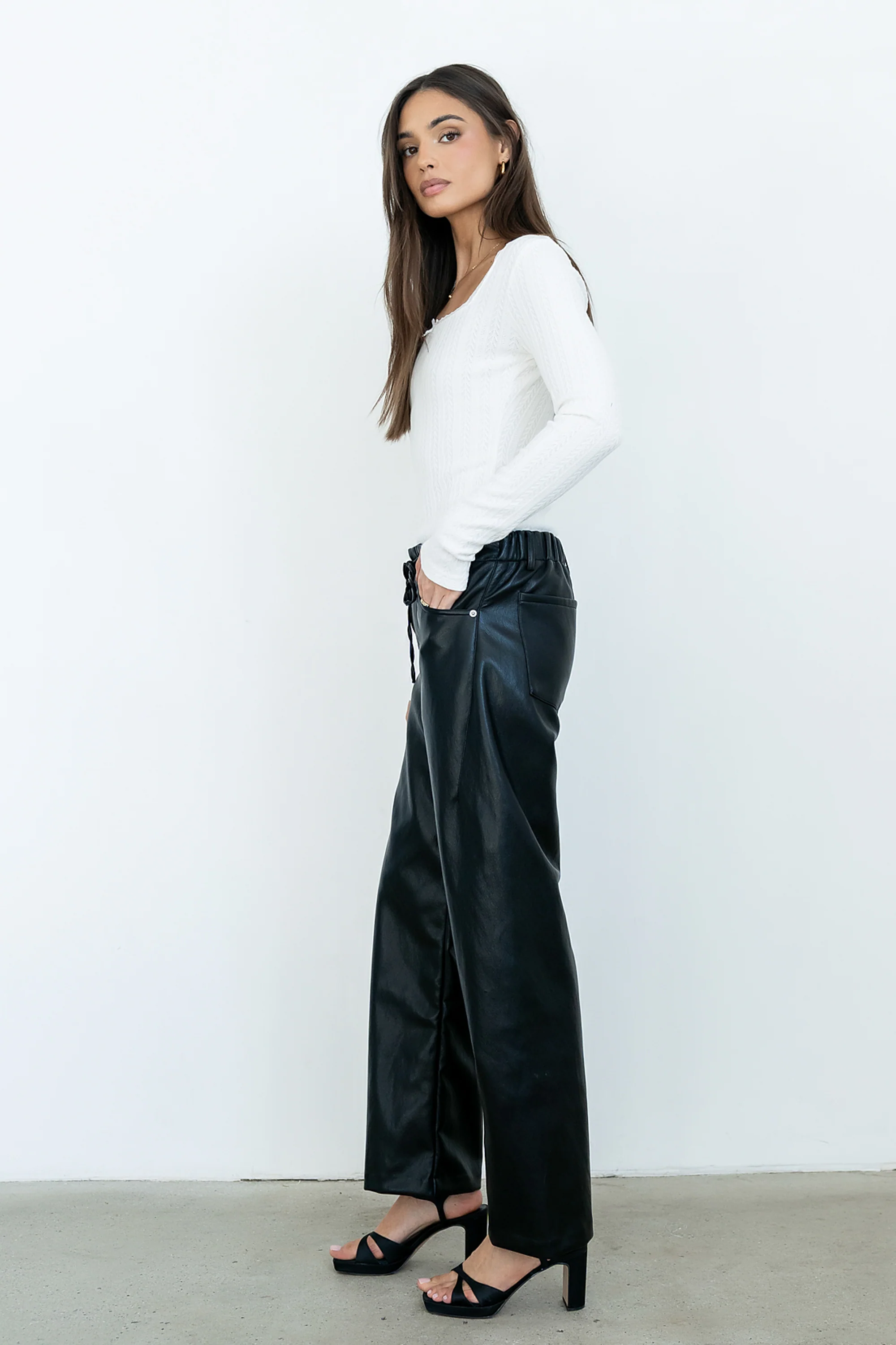 Priya Vegan Leather Wide Leg Pants - FINAL SALE - Image 8