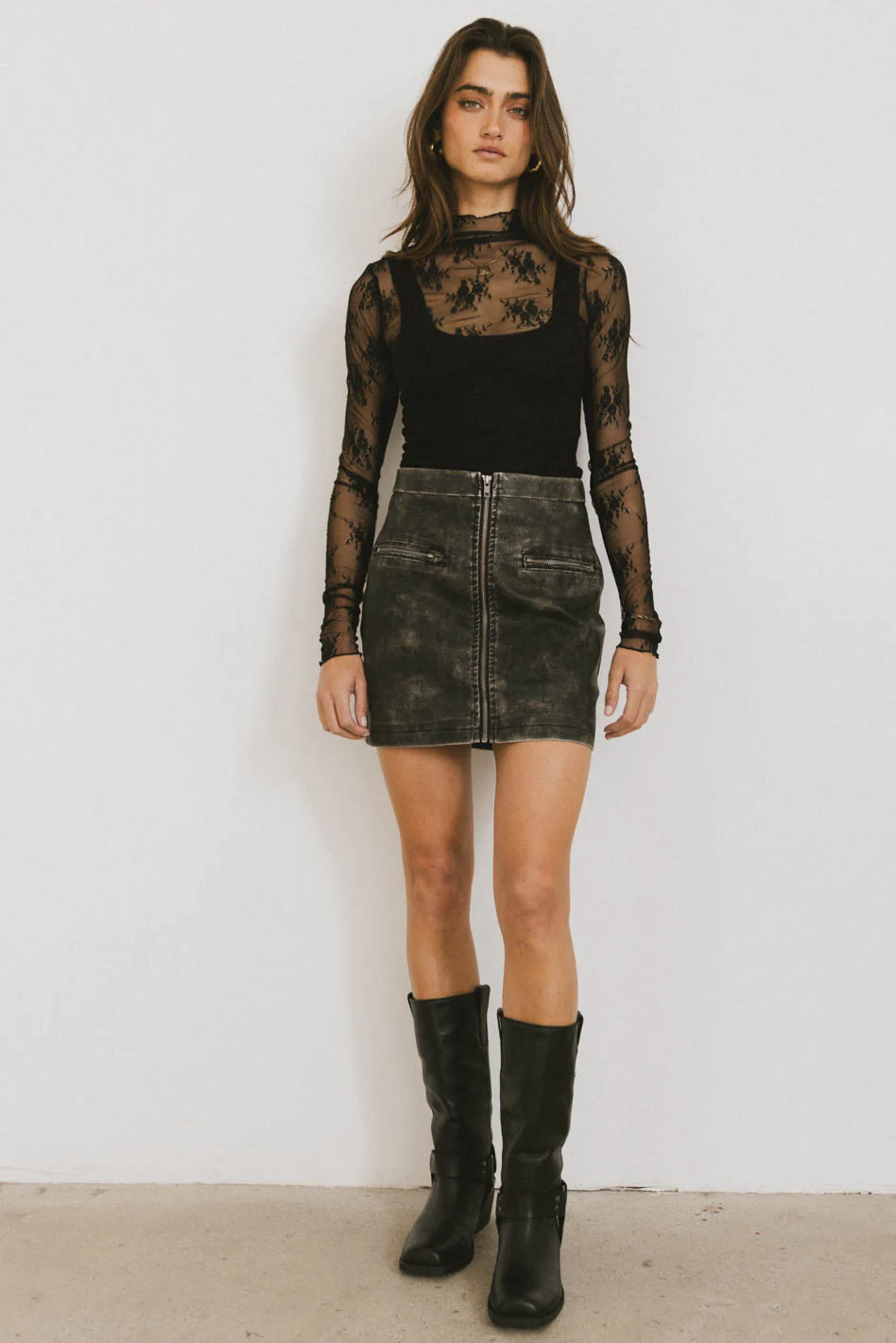 Quinlen Vegan Leather Mini Skirt in Black - FINAL SALE - Image 4