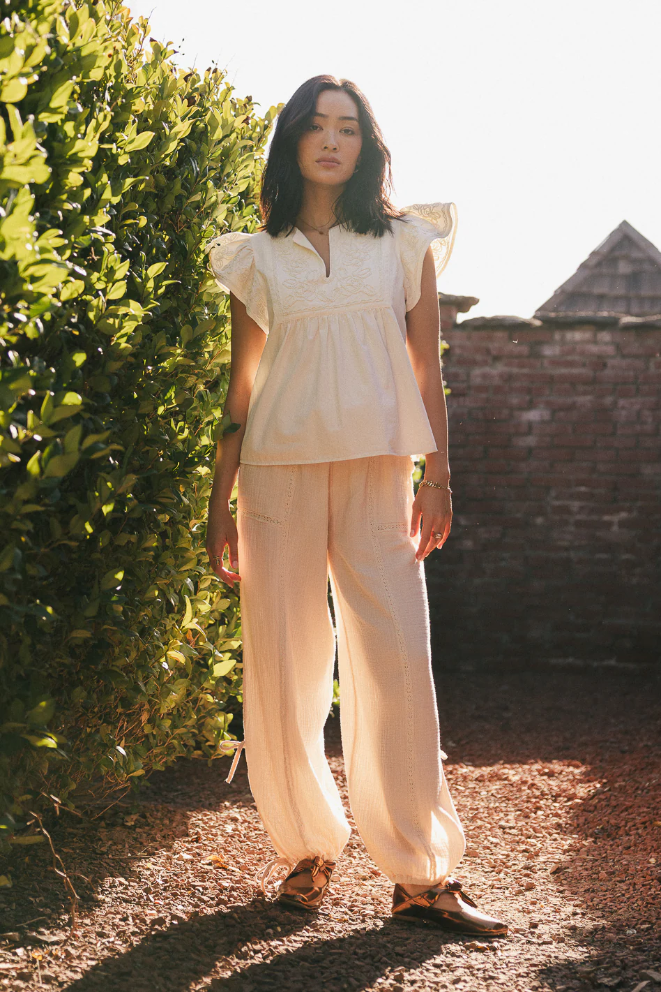 Quinley Embroidered Top in Ecru - FINAL SALE - Image 6
