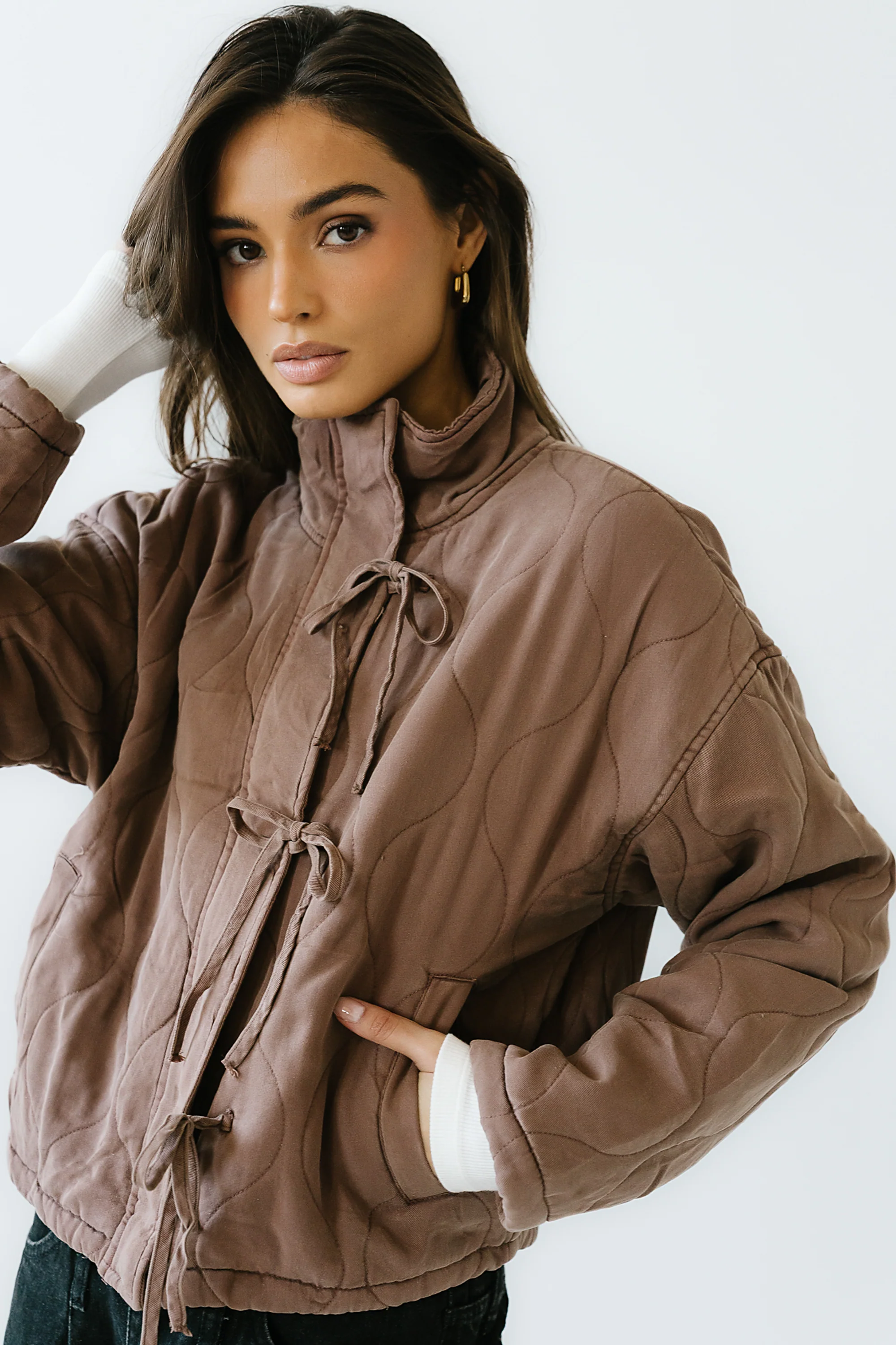 Quinn Quilted Jacket in Brown - FINAL SALE - Image 4