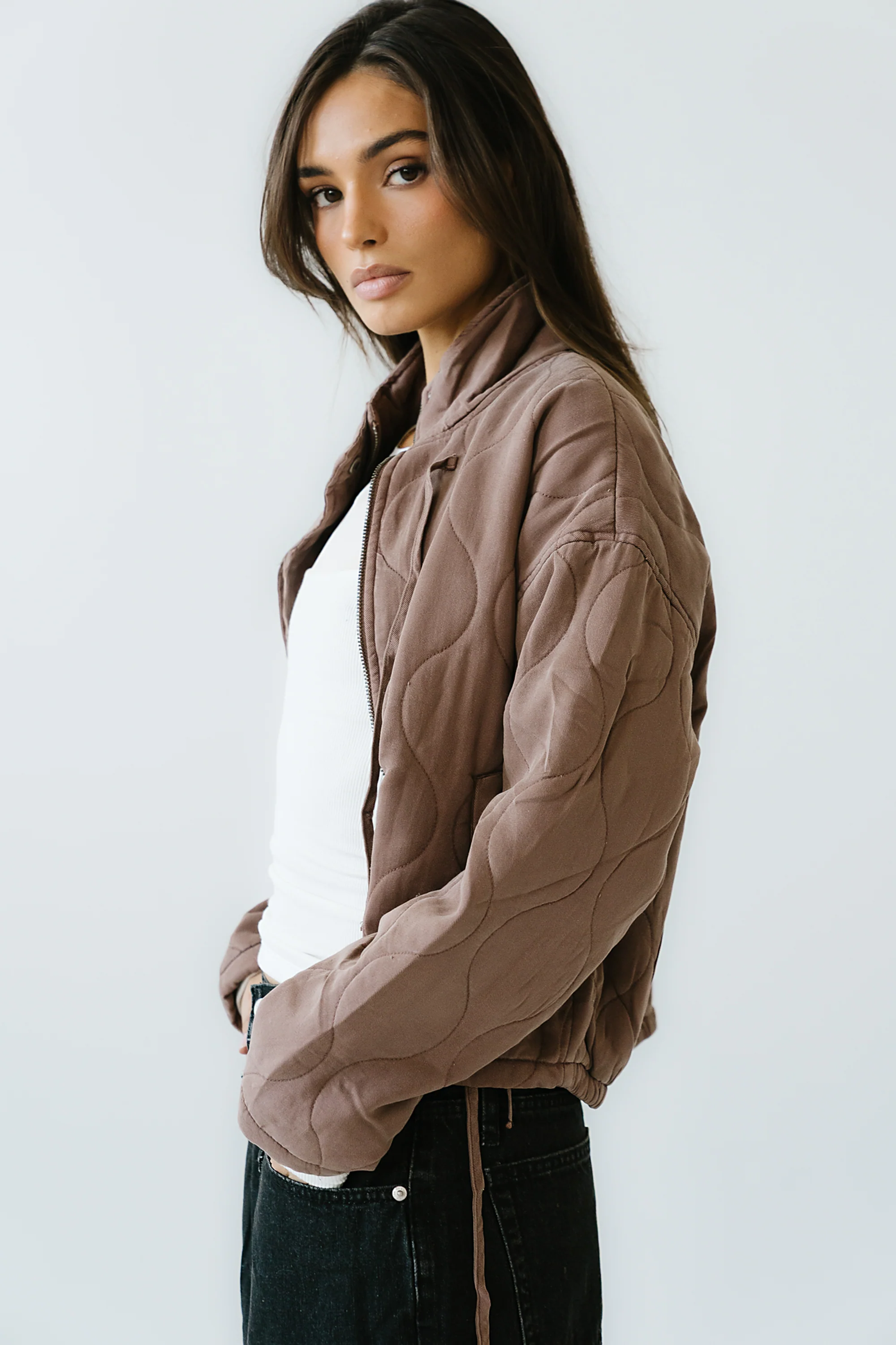 Quinn Quilted Jacket in Brown - FINAL SALE - Image 5