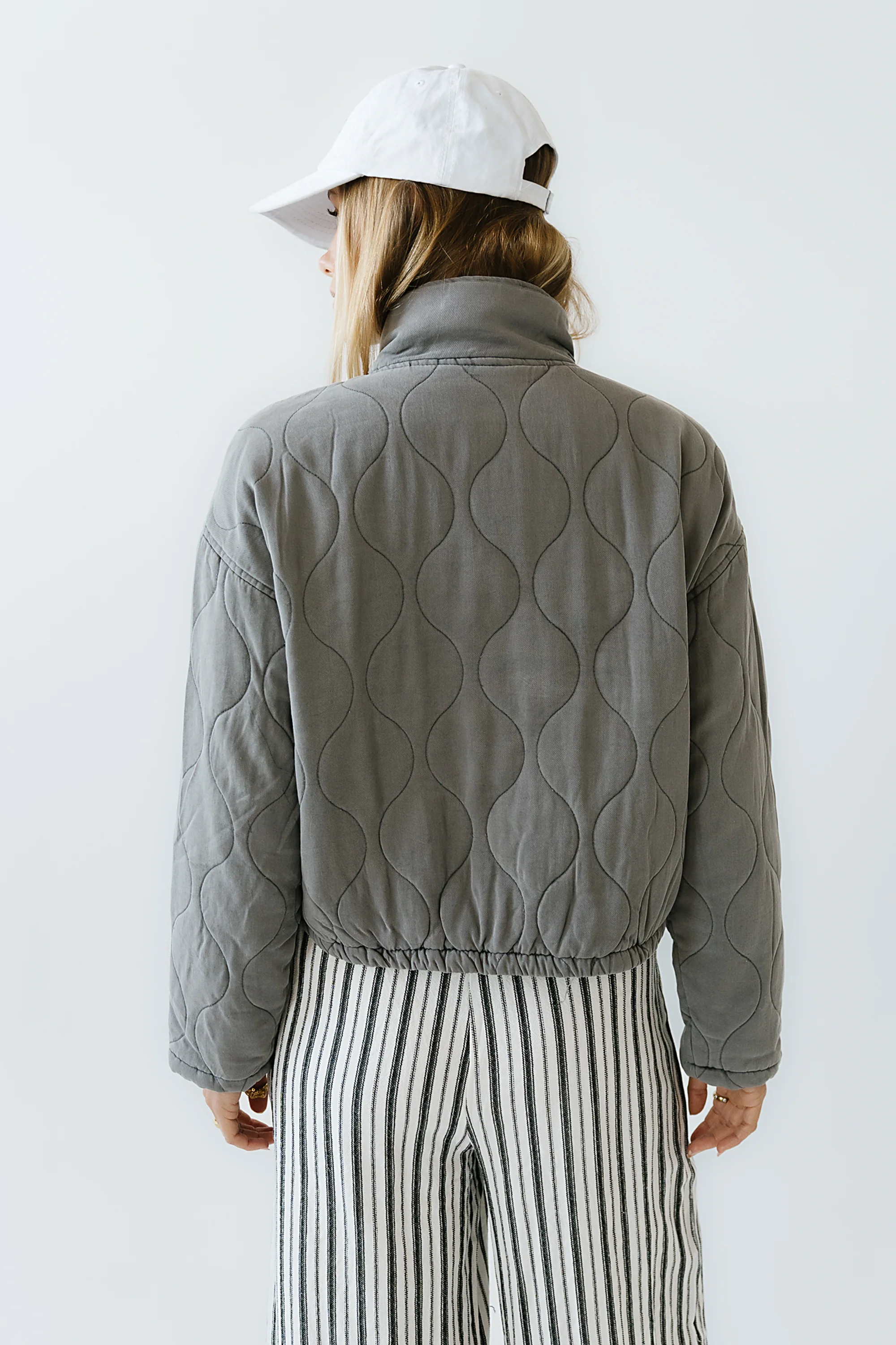 Quinn Quilted Jacket in Charcoal - FINAL SALE - Image 5