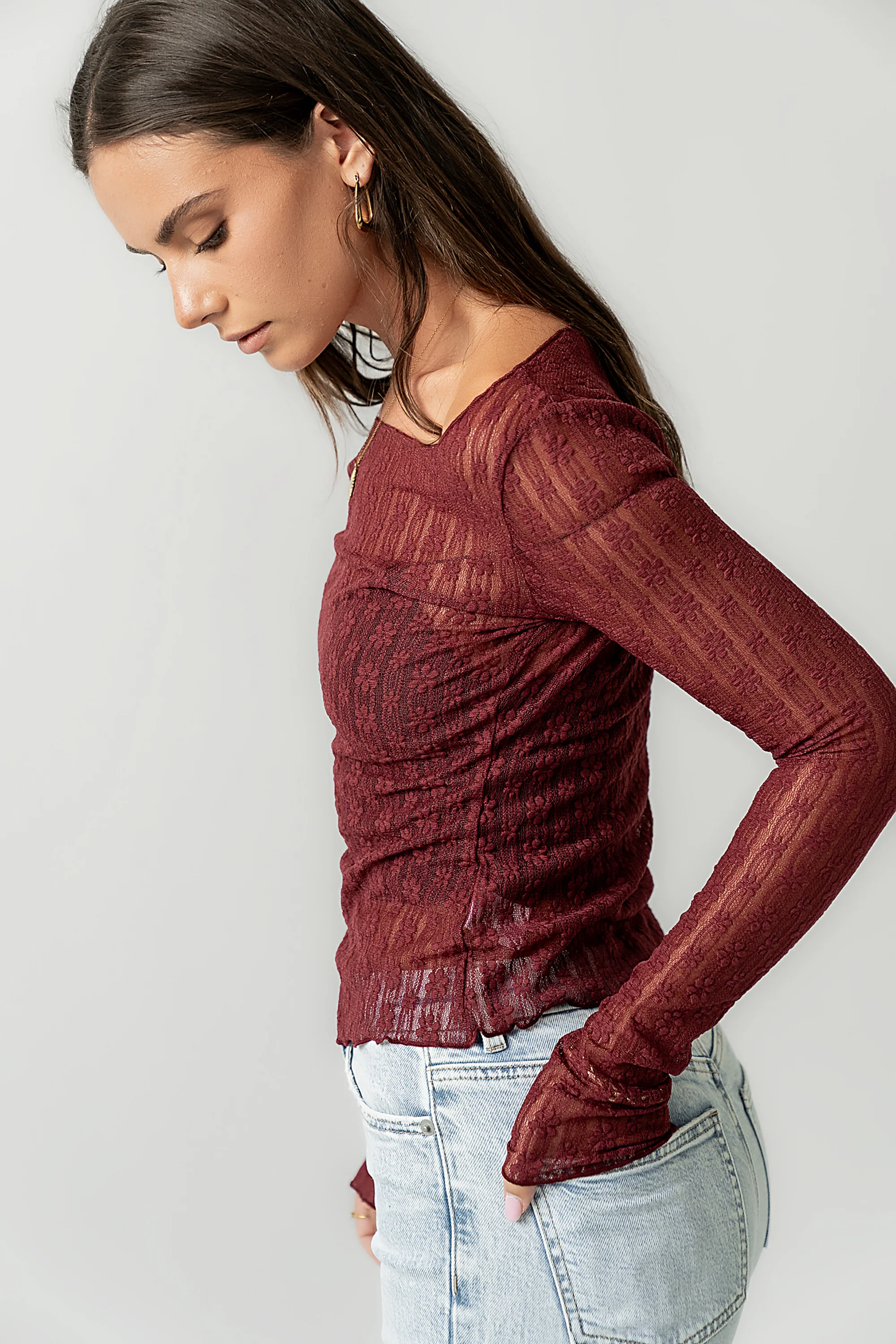 Rachel Lace Top in Burgundy - FINAL SALE - Image 3
